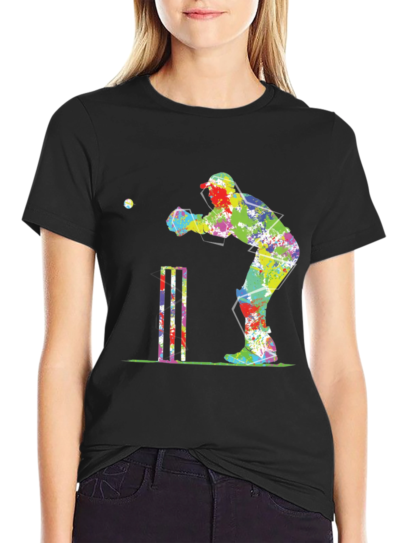 Cricket Player Splash Graphic Tee