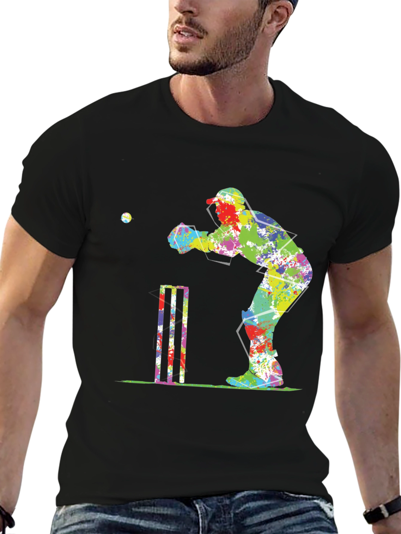 Cricket Player Splash Graphic Tee