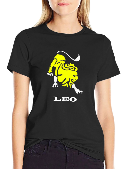 Black Leo Zodiac Graphic T-Shirt