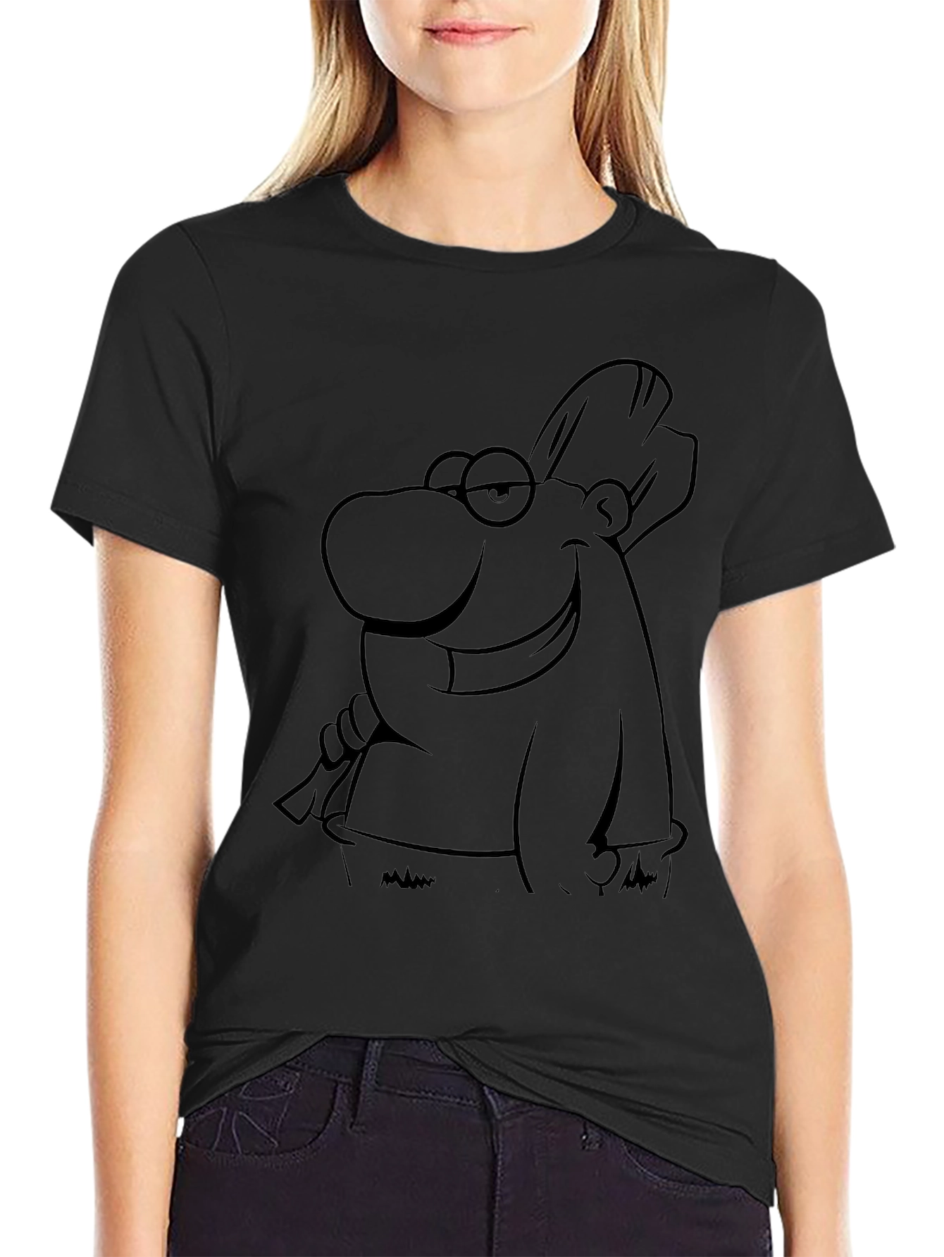 Cartoon Character T-Shirt - Mens Black Tee