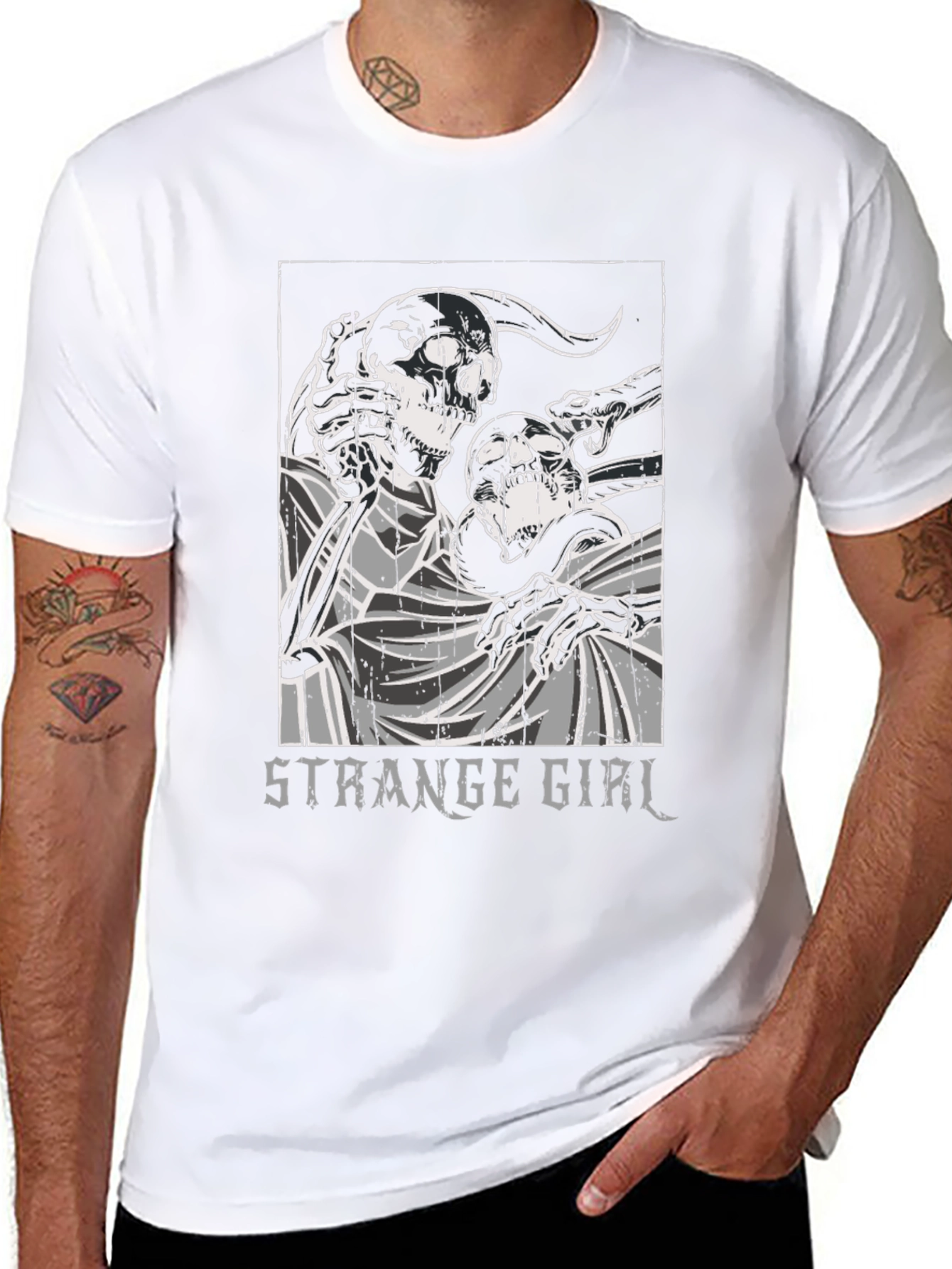 Strange Girl Graphic Print Black T-Shirt