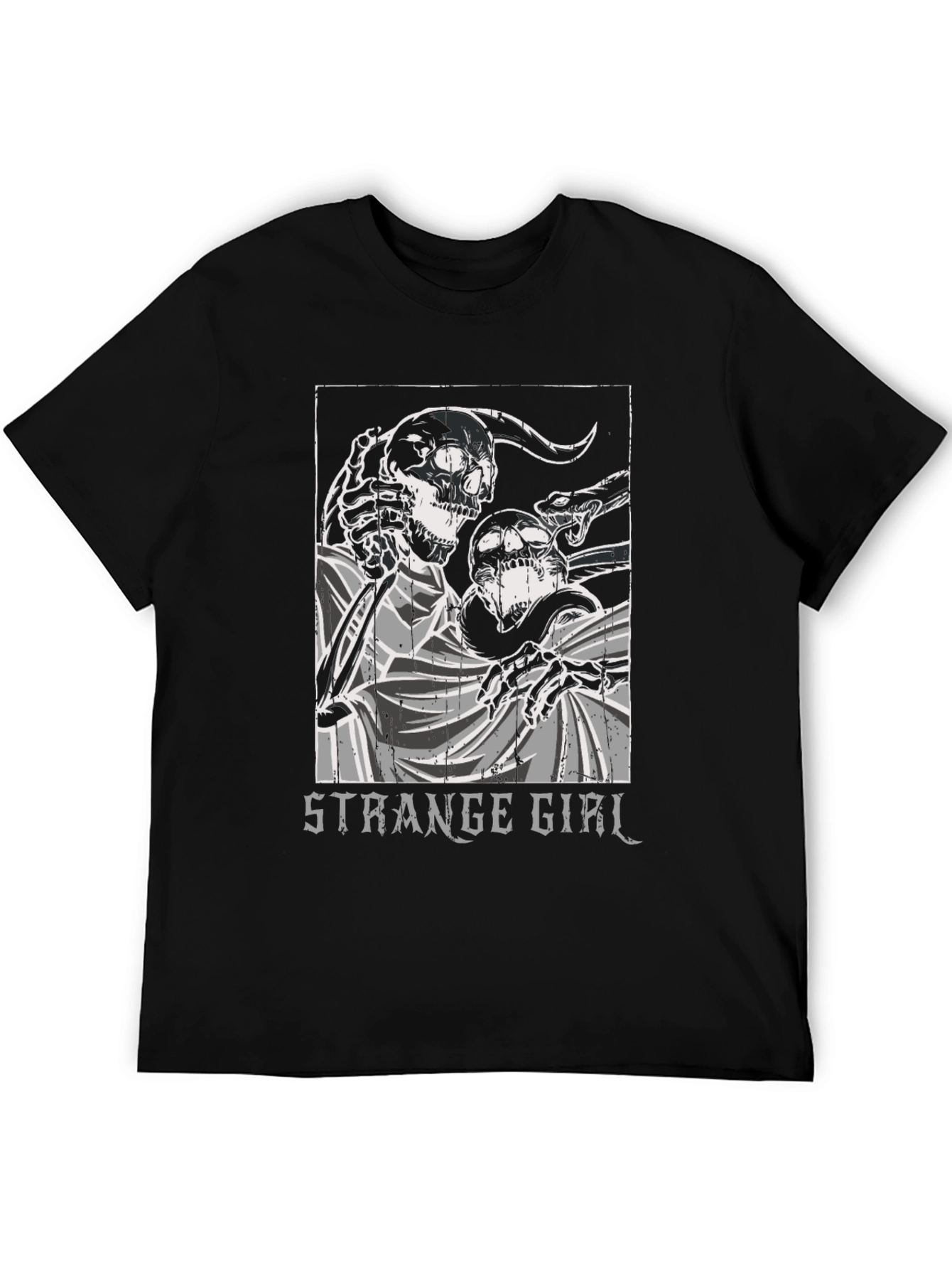 Strange Girl Graphic Print Black T-Shirt