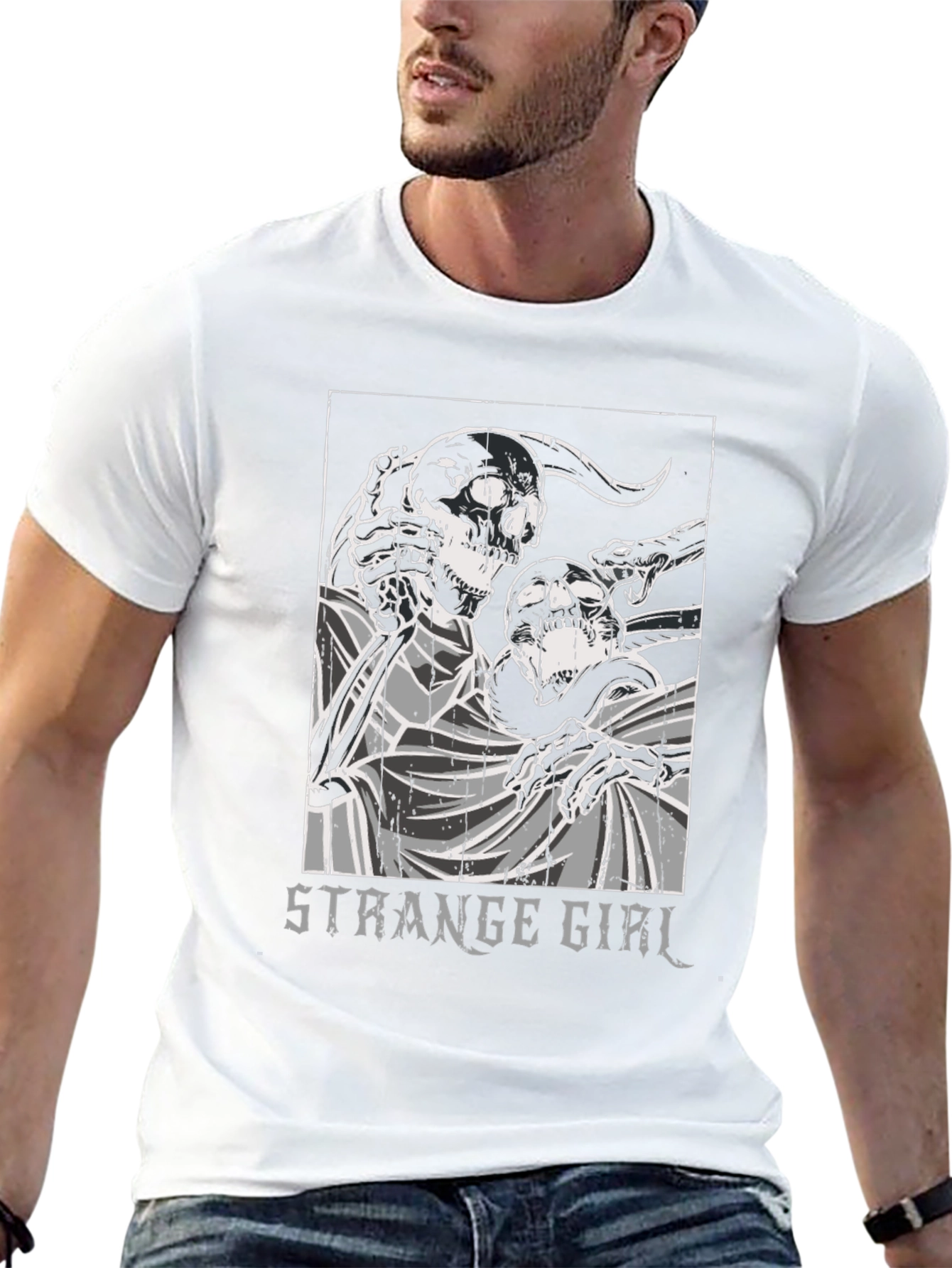 Strange Girl Graphic Print Black T-Shirt