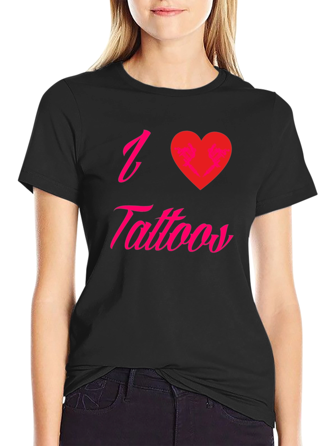 I Love Tattoos Graphic Tee - Black