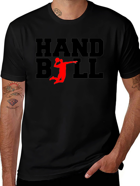 Handball Graphic Tee - Black Cotton T-Shirt
