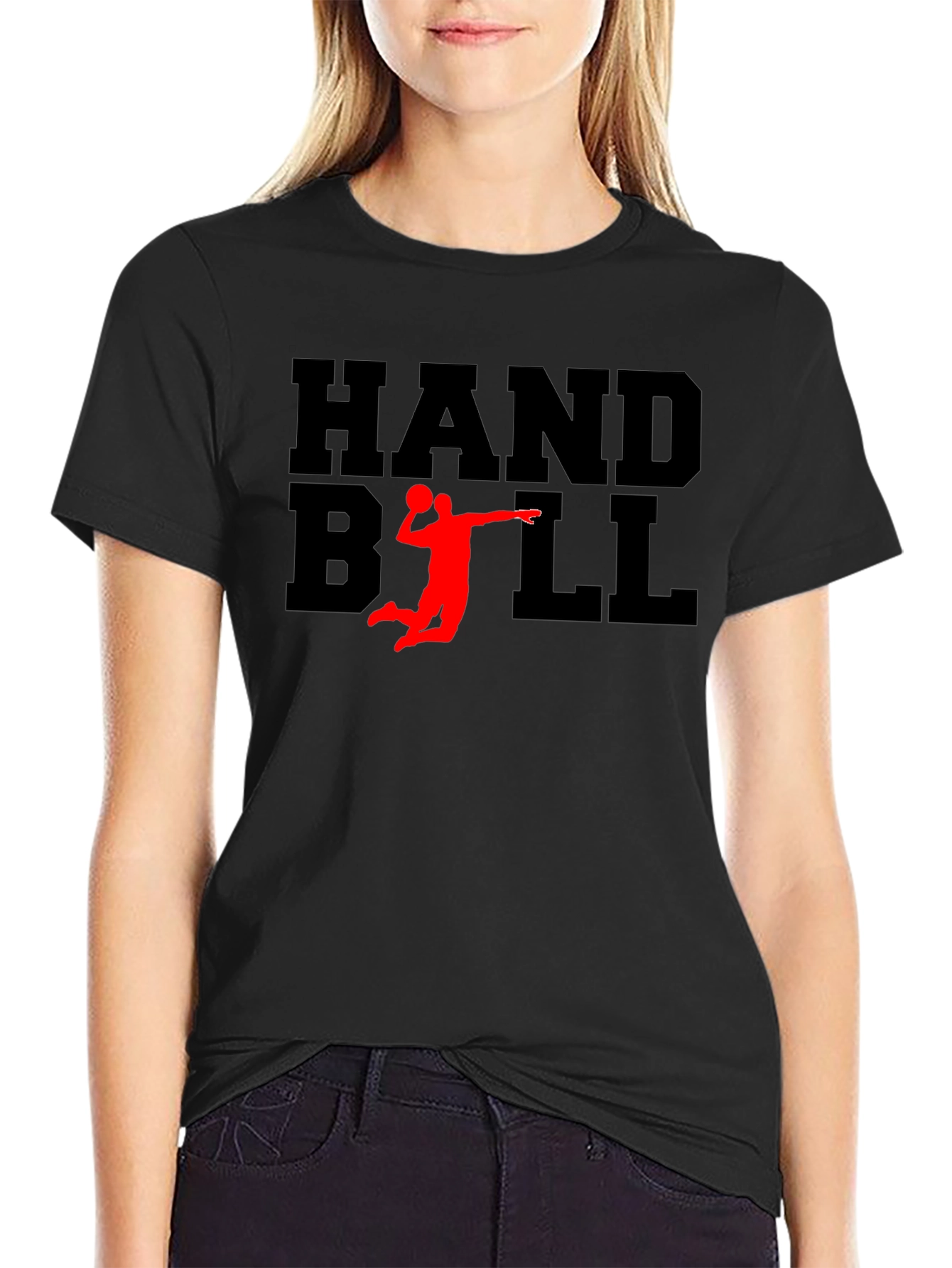 Handball Graphic Tee - Black Cotton T-Shirt