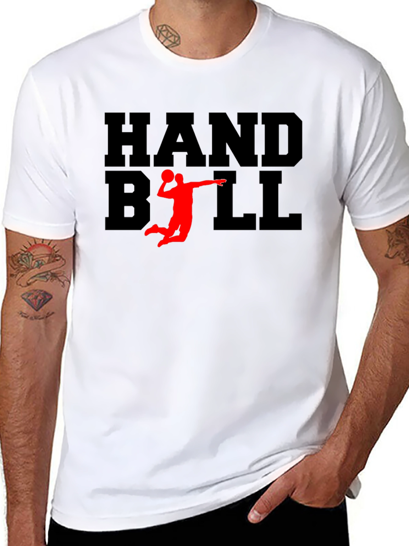 Handball Graphic Tee - Black Cotton T-Shirt