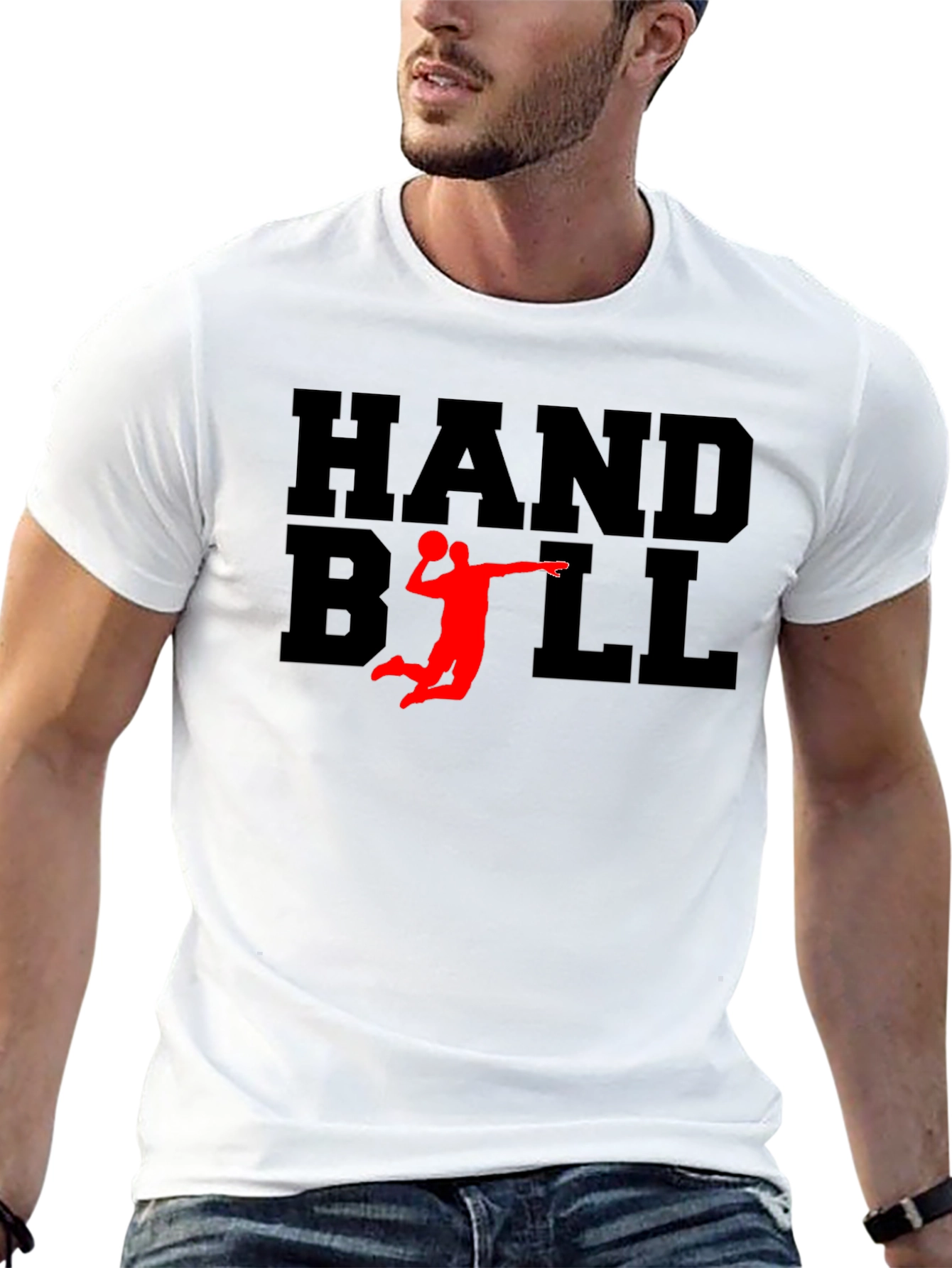 Handball Graphic Tee - Black Cotton T-Shirt