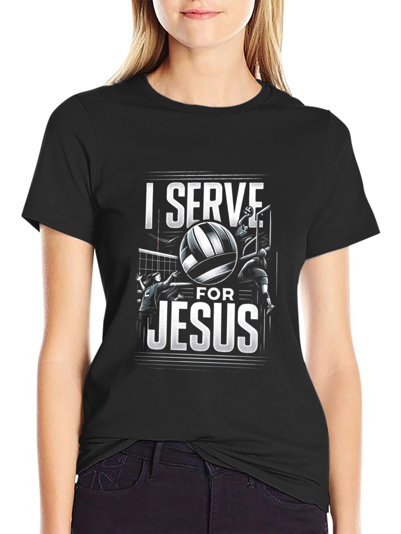 I Serve for Jesus Volleyball Graphic T-Shirt