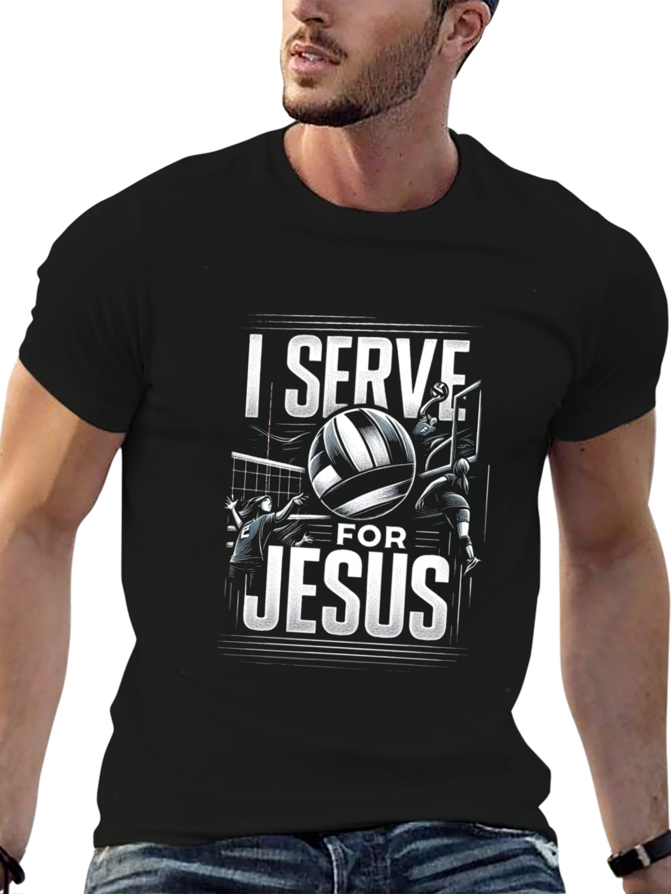 I Serve for Jesus Volleyball Graphic T-Shirt