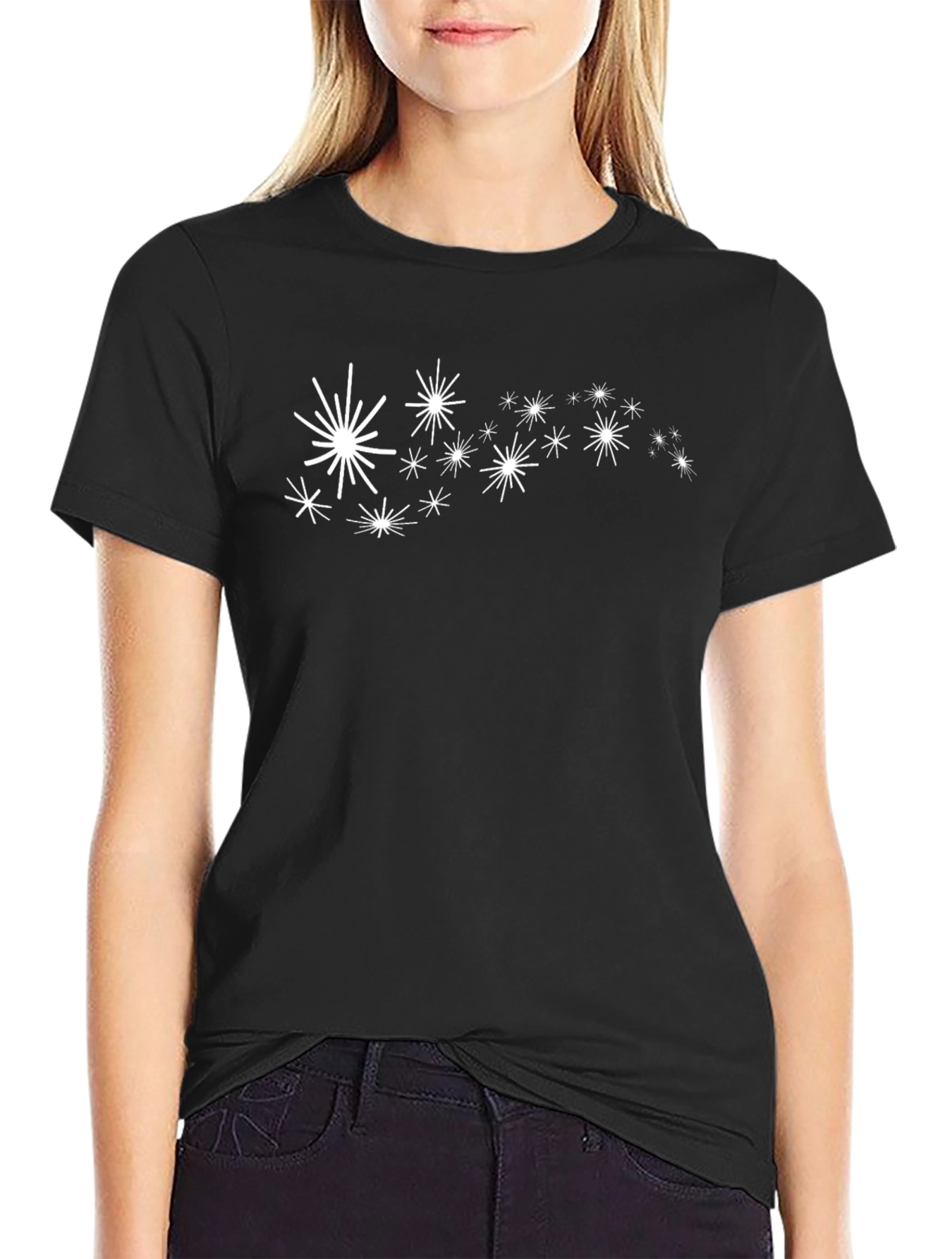 Stylish Black Tee with Star Burst Design
