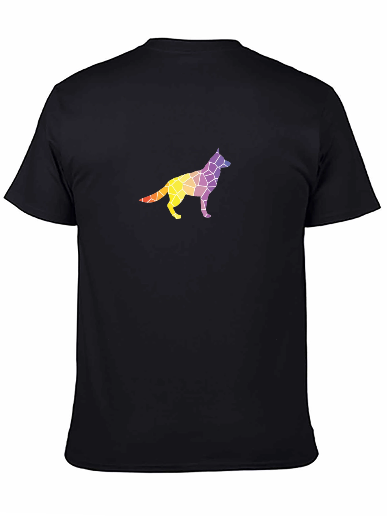 Geometric Dog Graphic Tee - Stylish Mens Black T-Shirt
