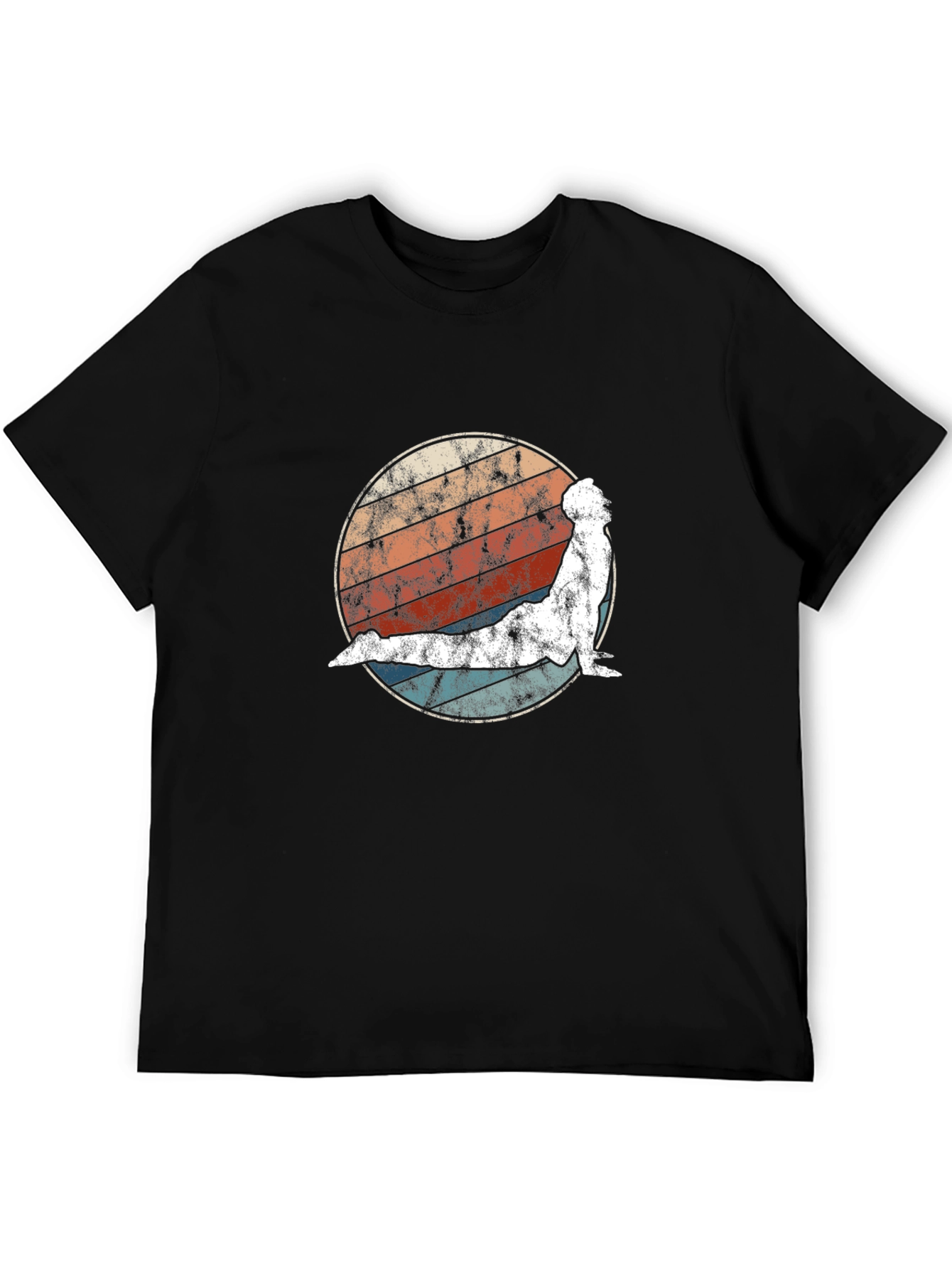 Retro Yoga Pose Graphic Tee - Black