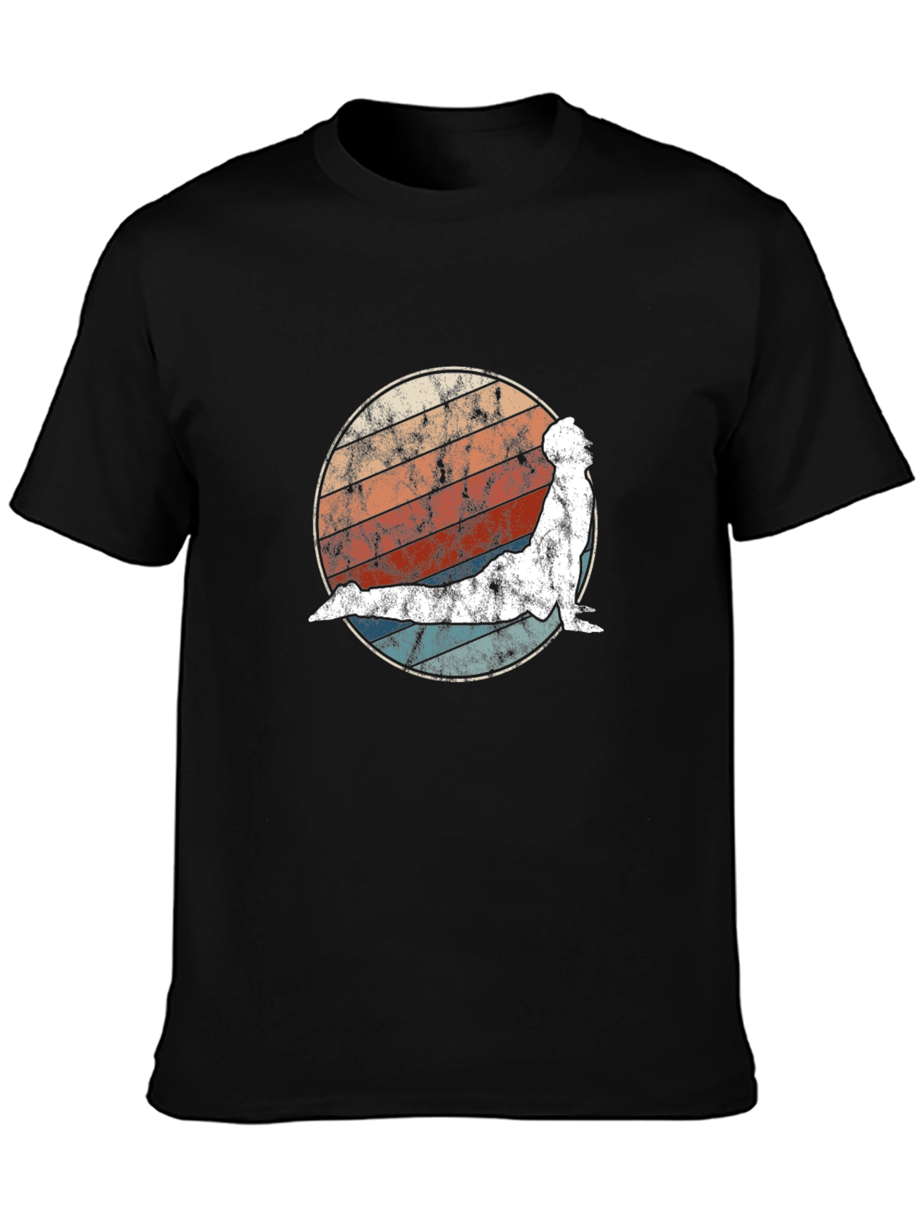 Retro Yoga Pose Graphic Tee - Black