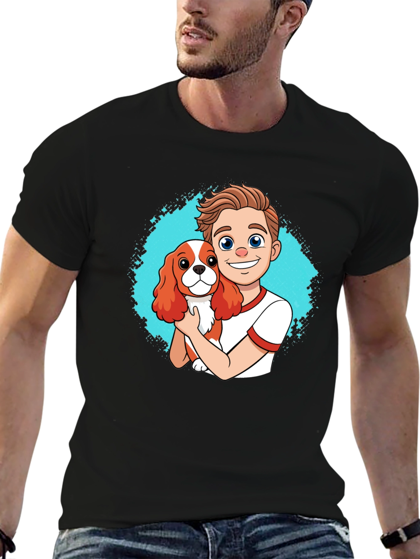 Cartoon Boy & Dog T-Shirt