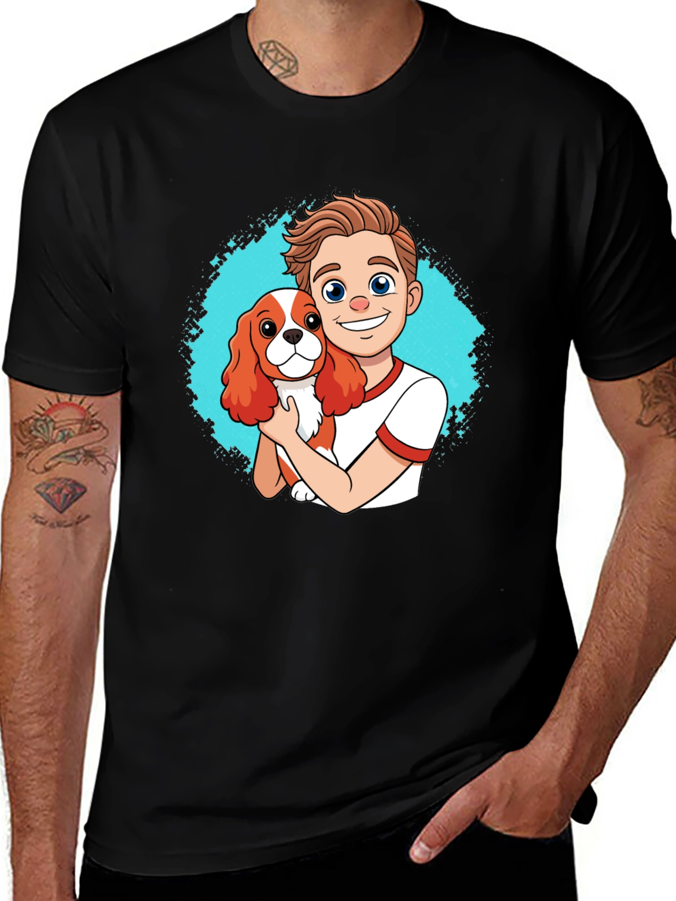 Cartoon Boy & Dog T-Shirt