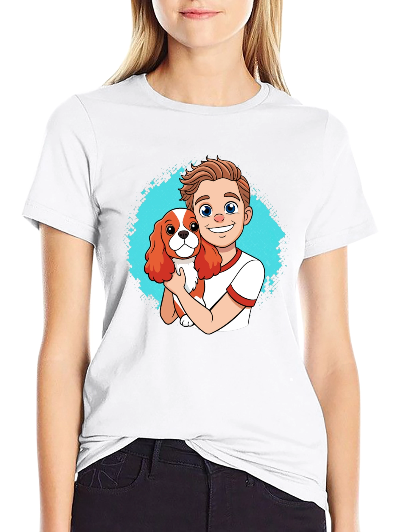 Cartoon Boy & Dog T-Shirt