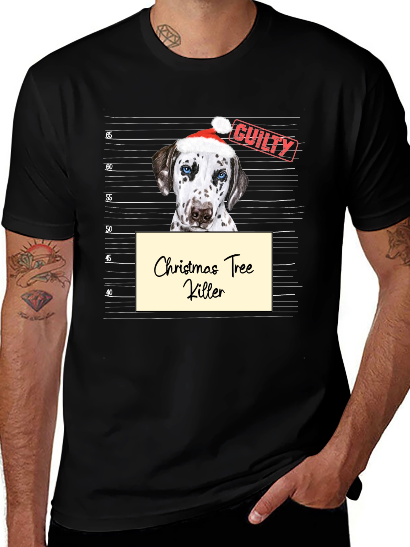 Christmas Tree Killer Dog Graphic T-Shirt
