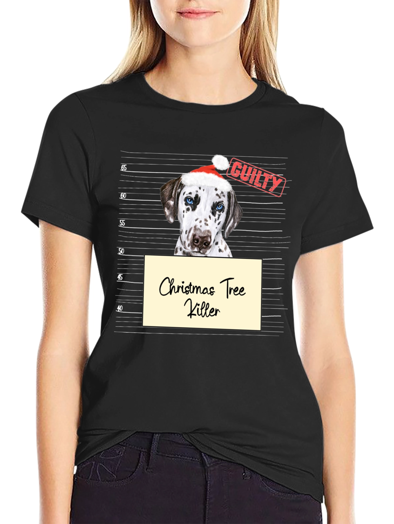 Christmas Tree Killer Dog Graphic T-Shirt