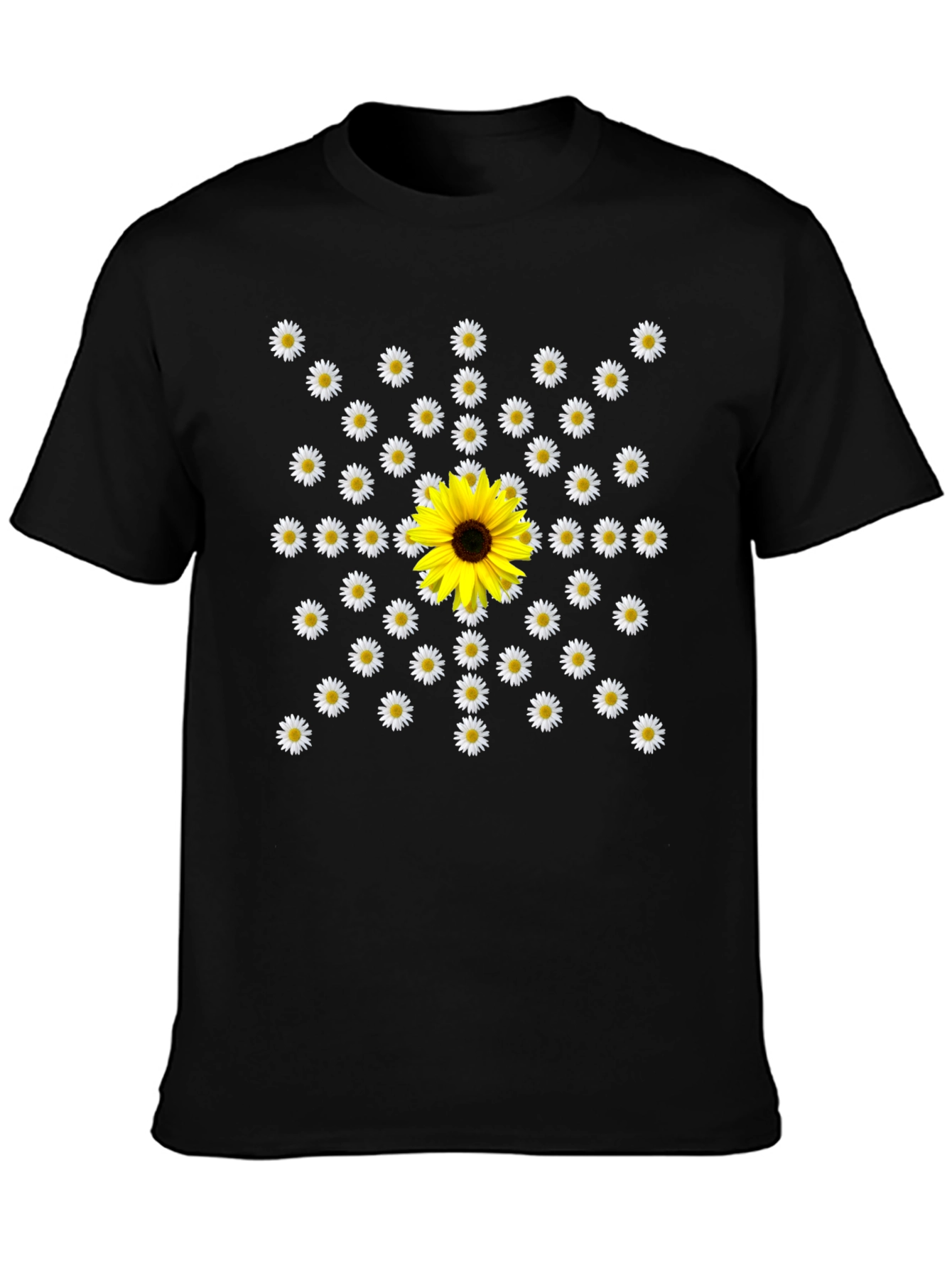 Daisy & Sunflower Graphic T-Shirt - Black
