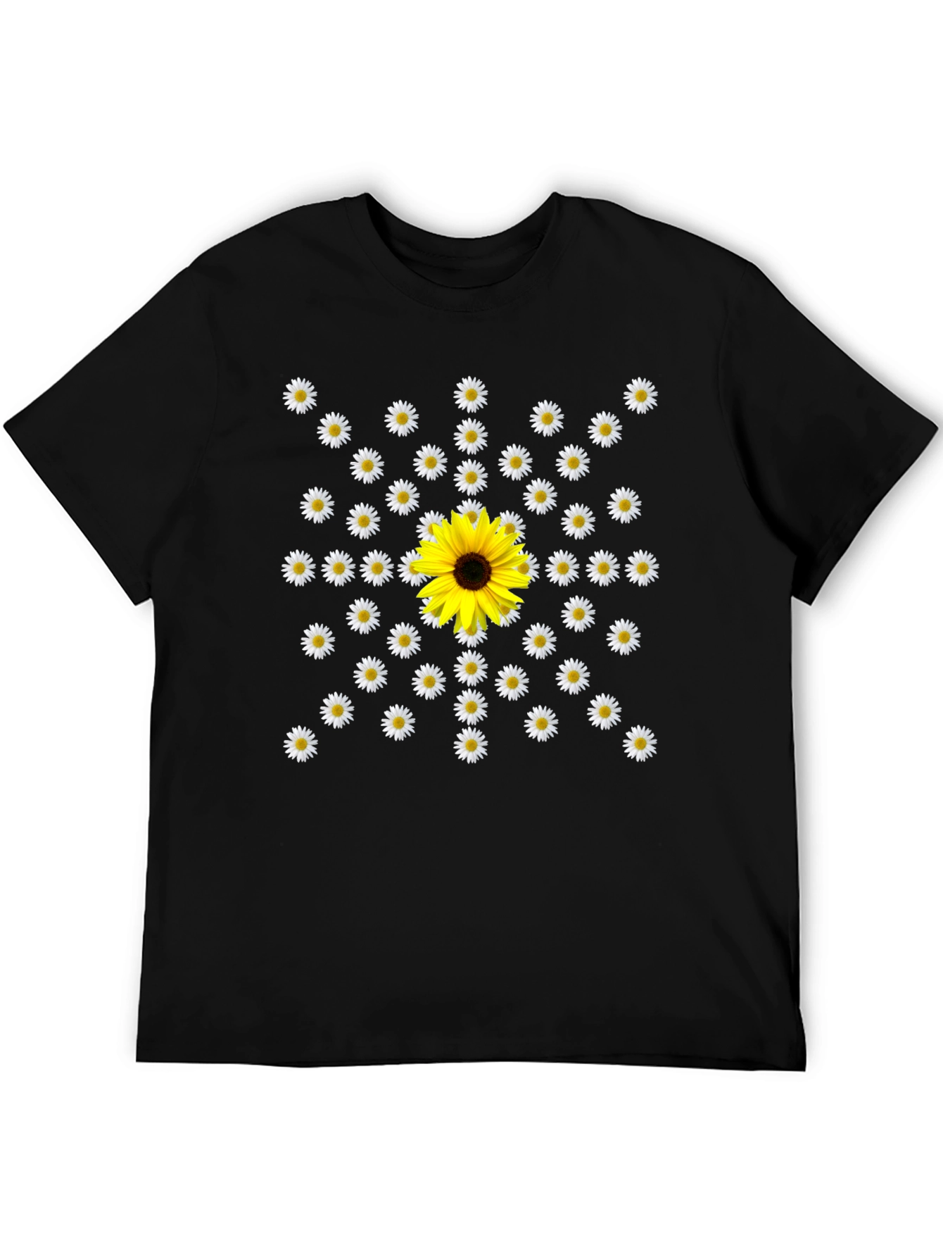 Daisy & Sunflower Graphic T-Shirt - Black