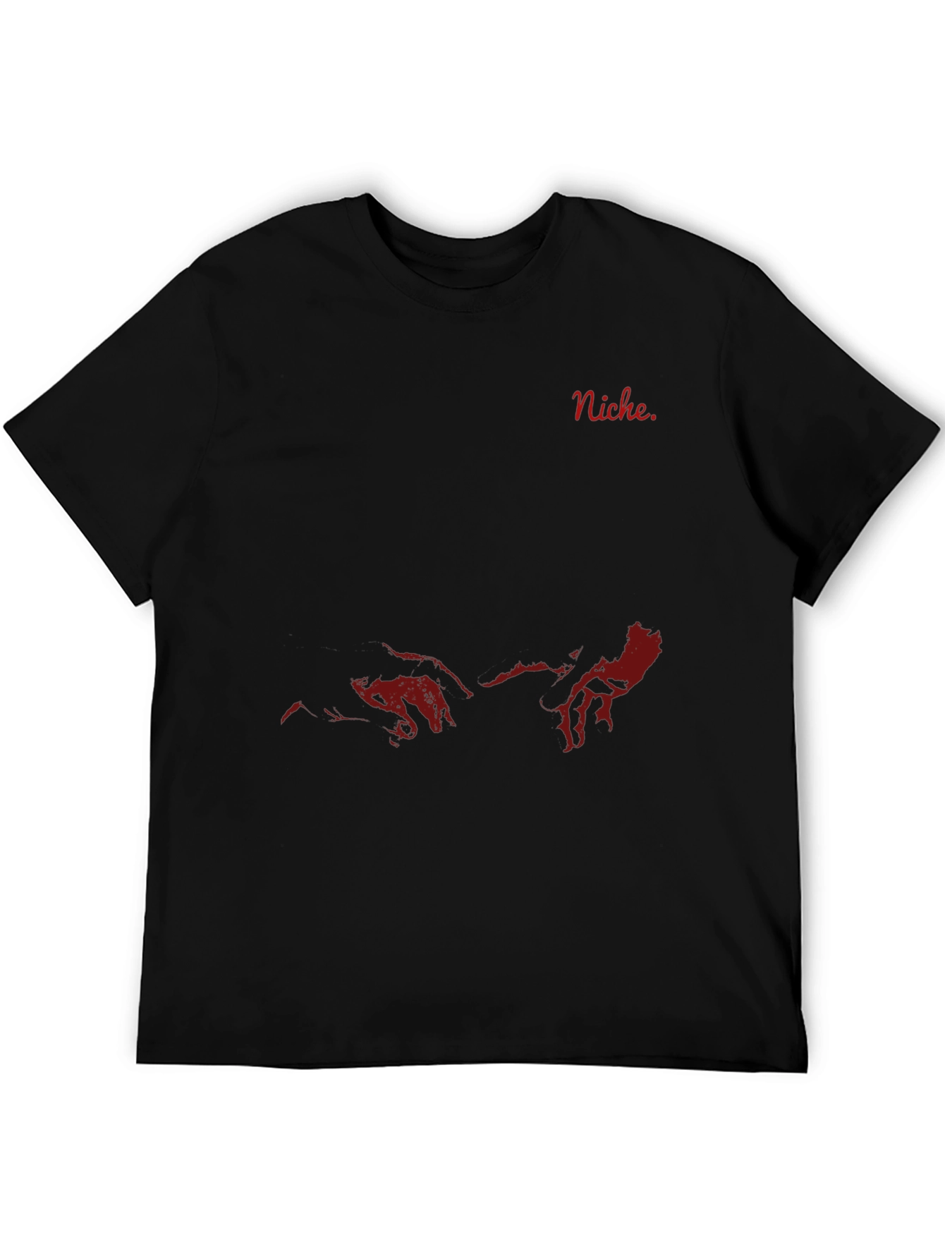 Niche Red Graphic Print Black T-Shirt