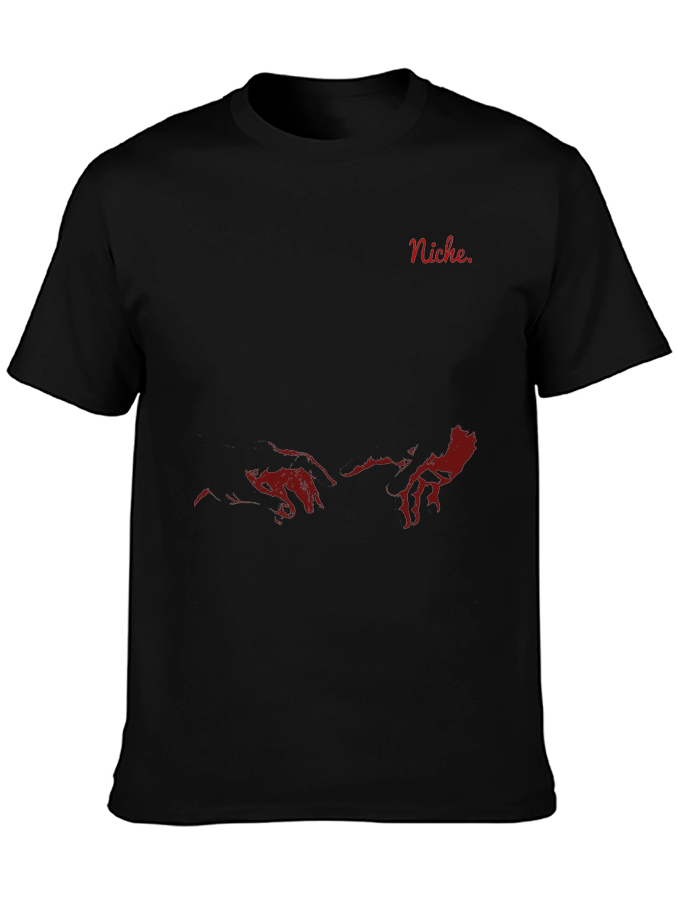 Niche Red Graphic Print Black T-Shirt