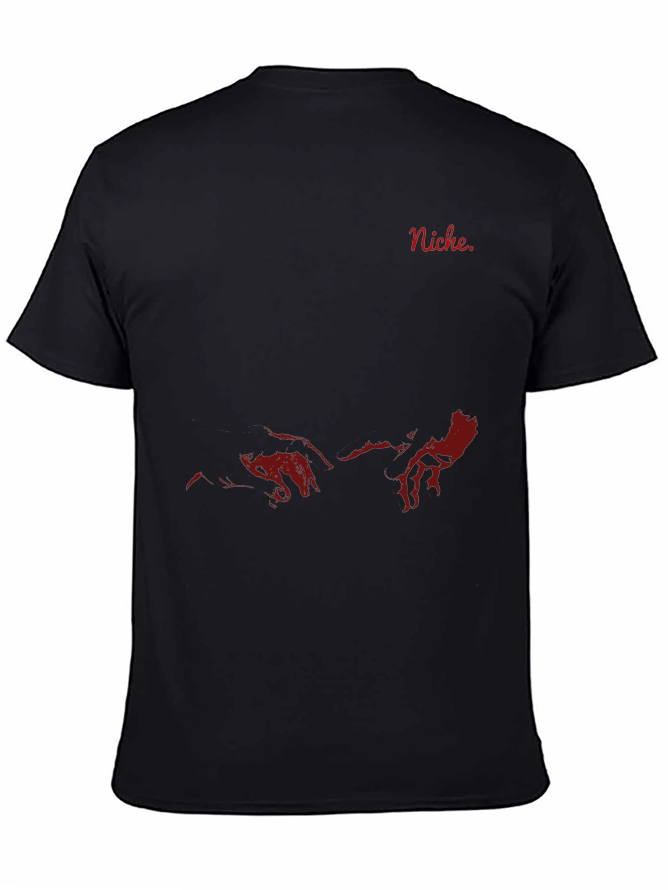 Niche Red Graphic Print Black T-Shirt