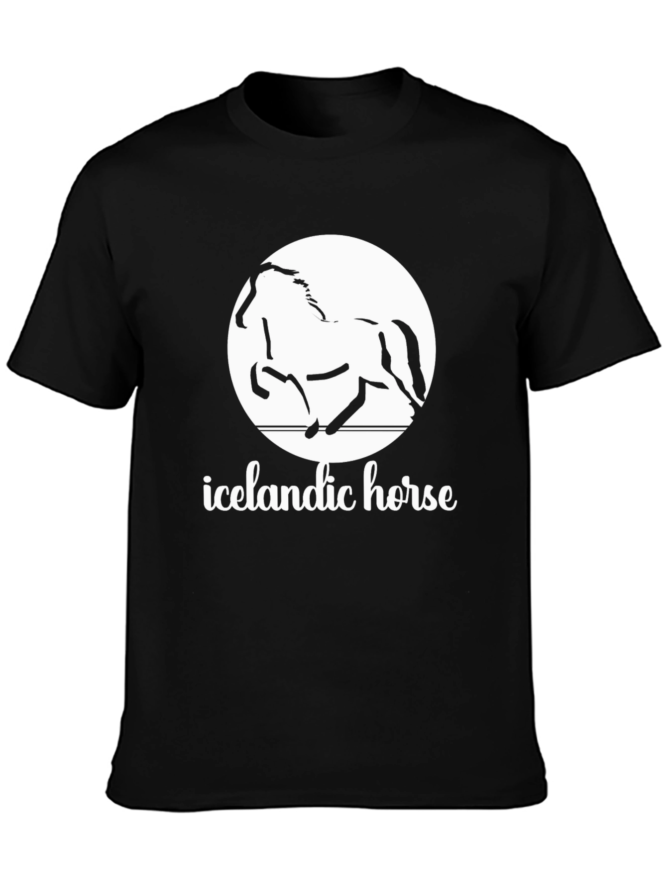Icelandic Horse Graphic Tee - Black Cotton Shirt