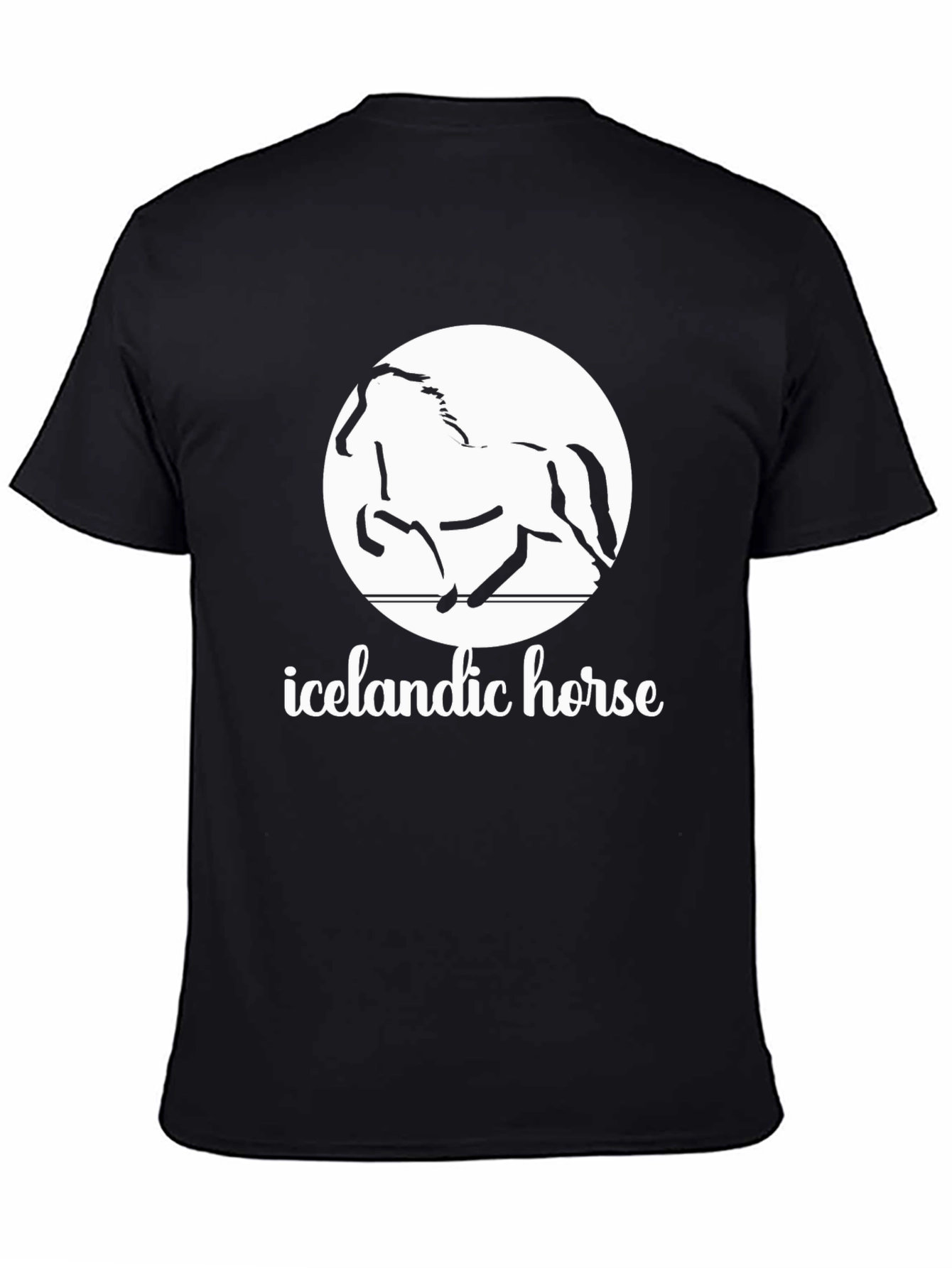 Icelandic Horse Graphic Tee - Black Cotton Shirt