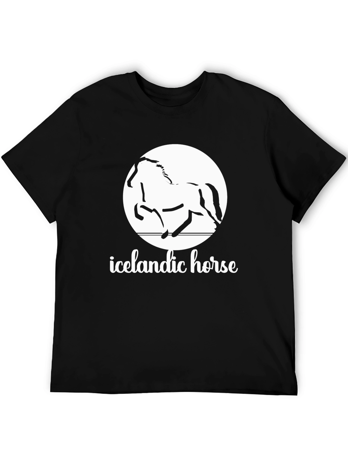 Icelandic Horse Graphic Tee - Black Cotton Shirt