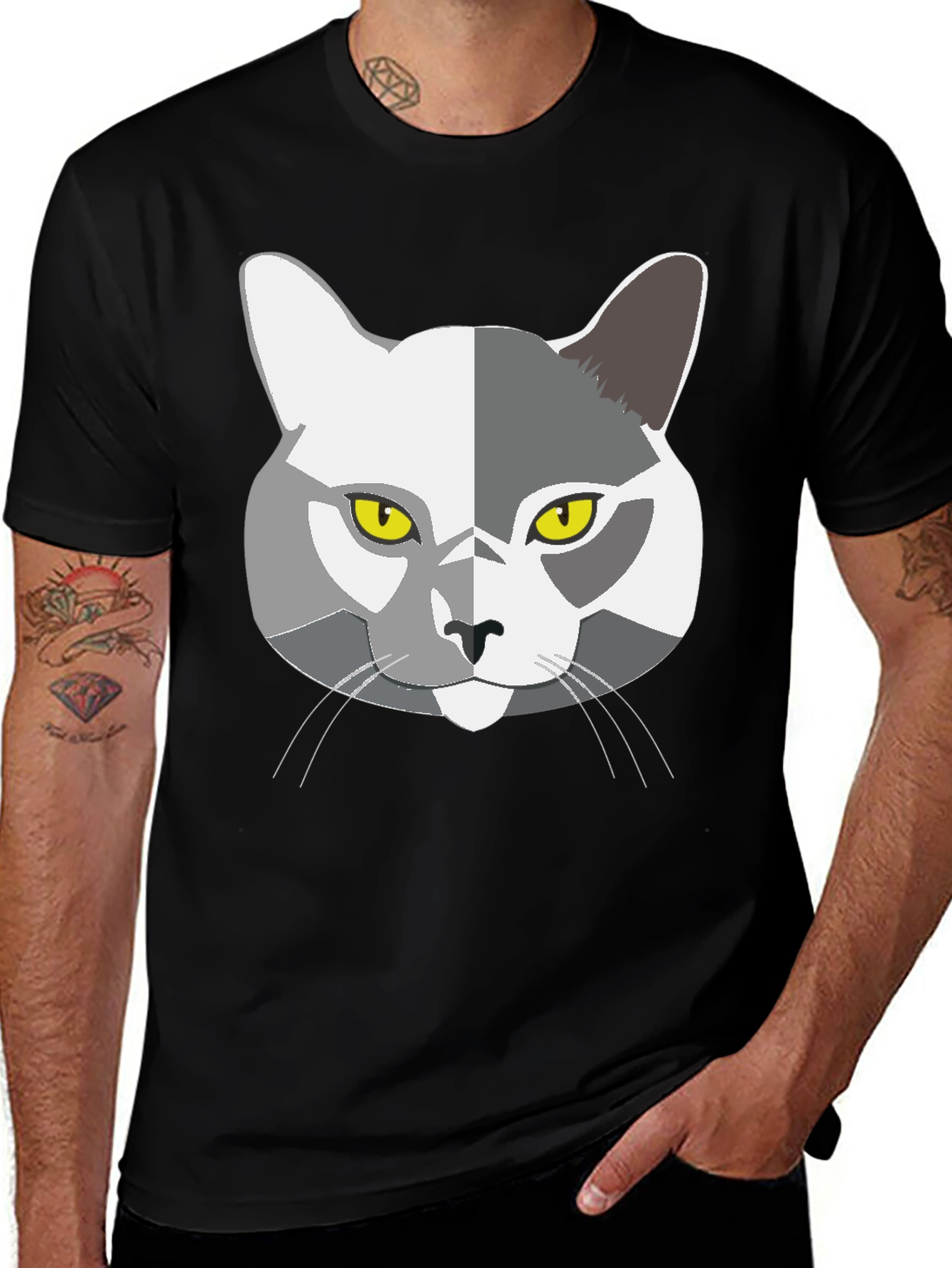 Cool Cat Graphic T-Shirt - Mens Black Tee
