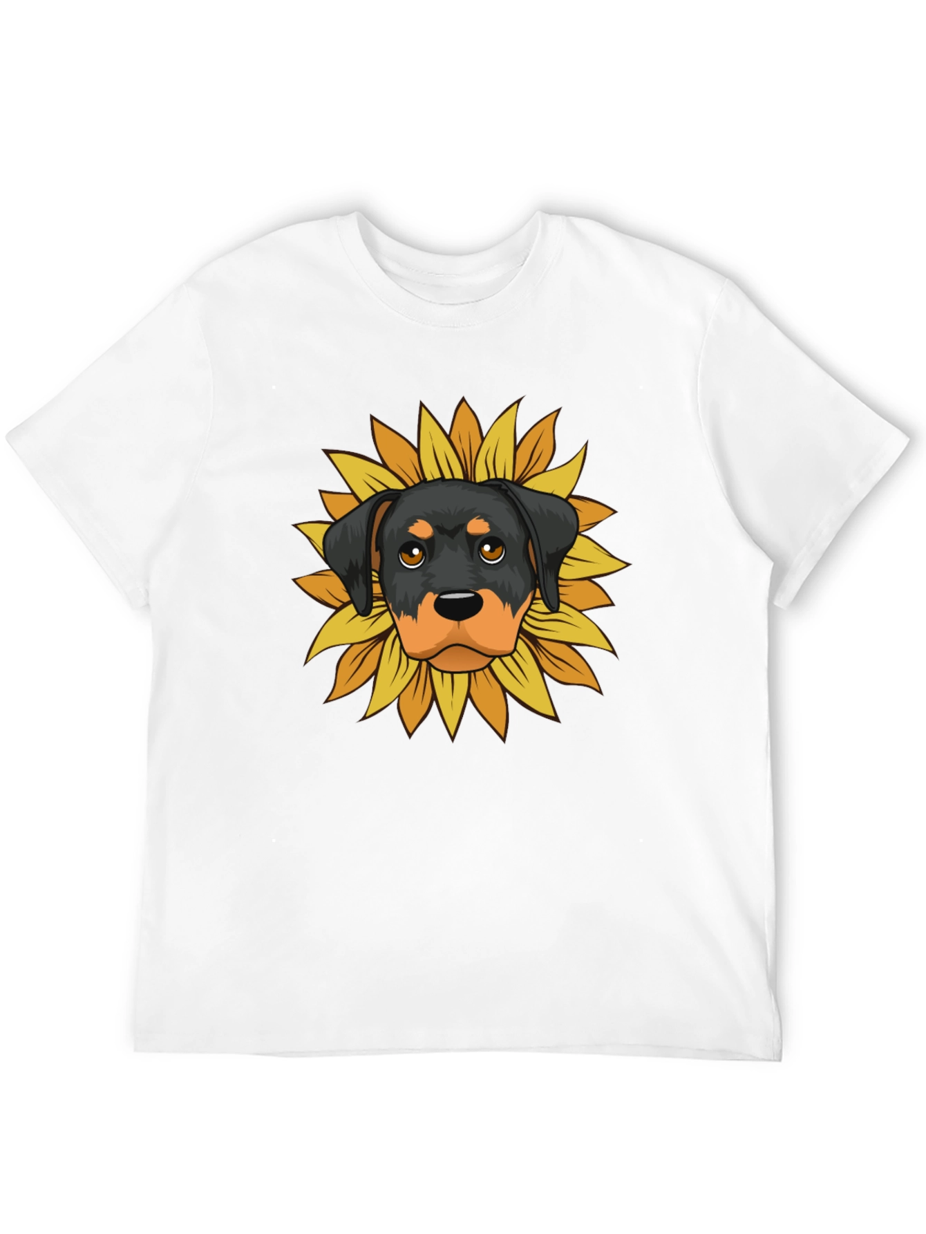 Rottweiler Sunflower Graphic Tee - Black