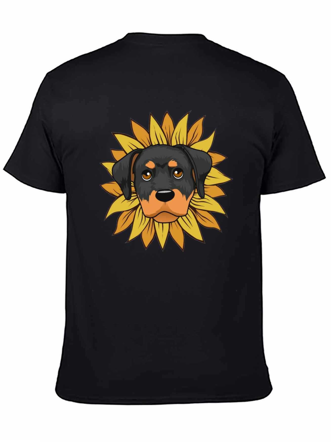 Rottweiler Sunflower Graphic Tee - Black
