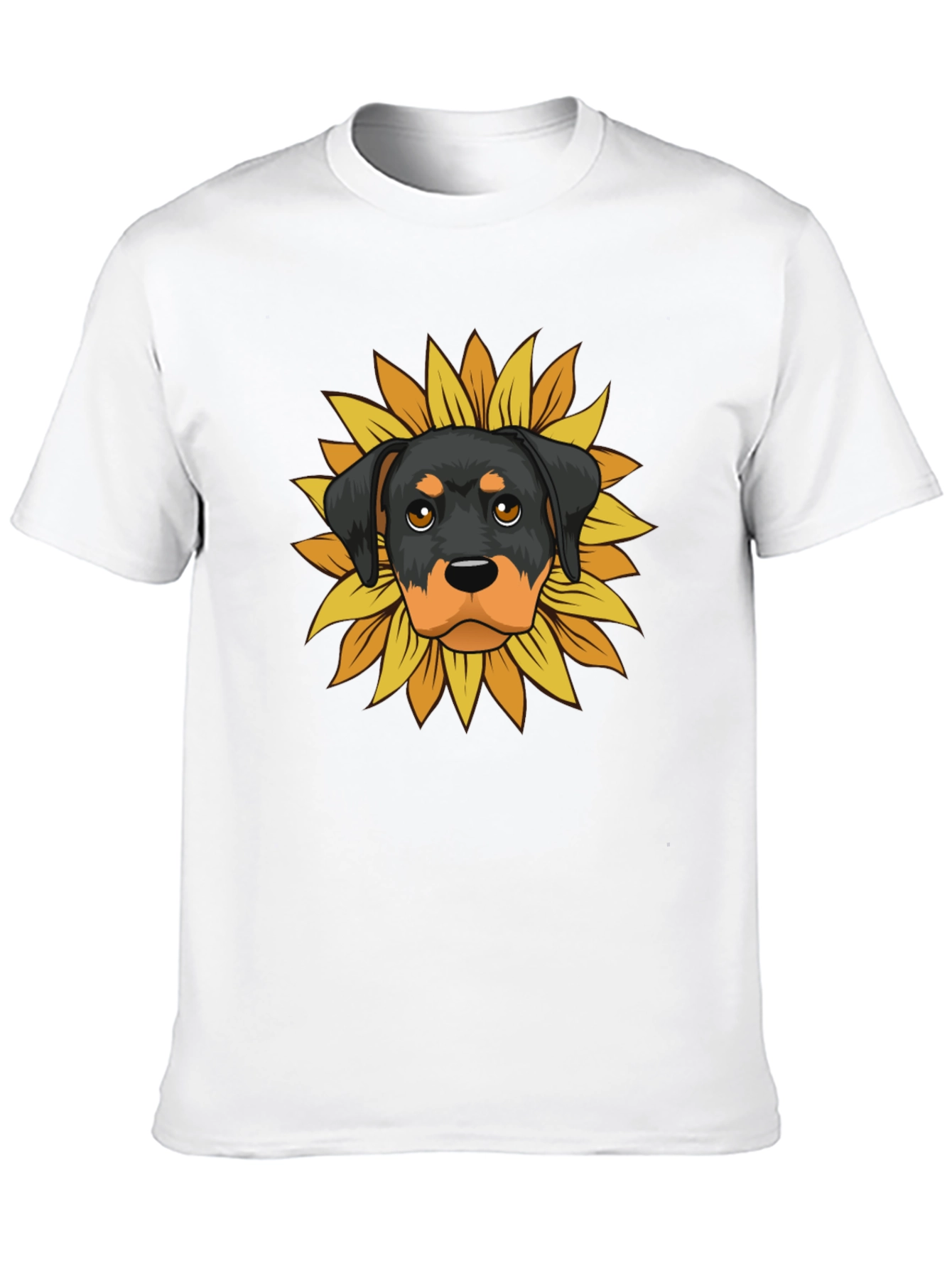 Rottweiler Sunflower Graphic Tee - Black