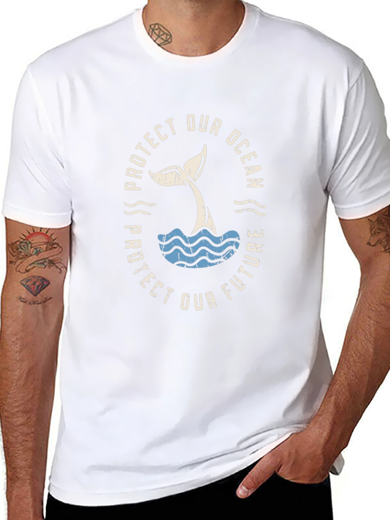 Protect Our Ocean T-Shirt - Whale Tail Design