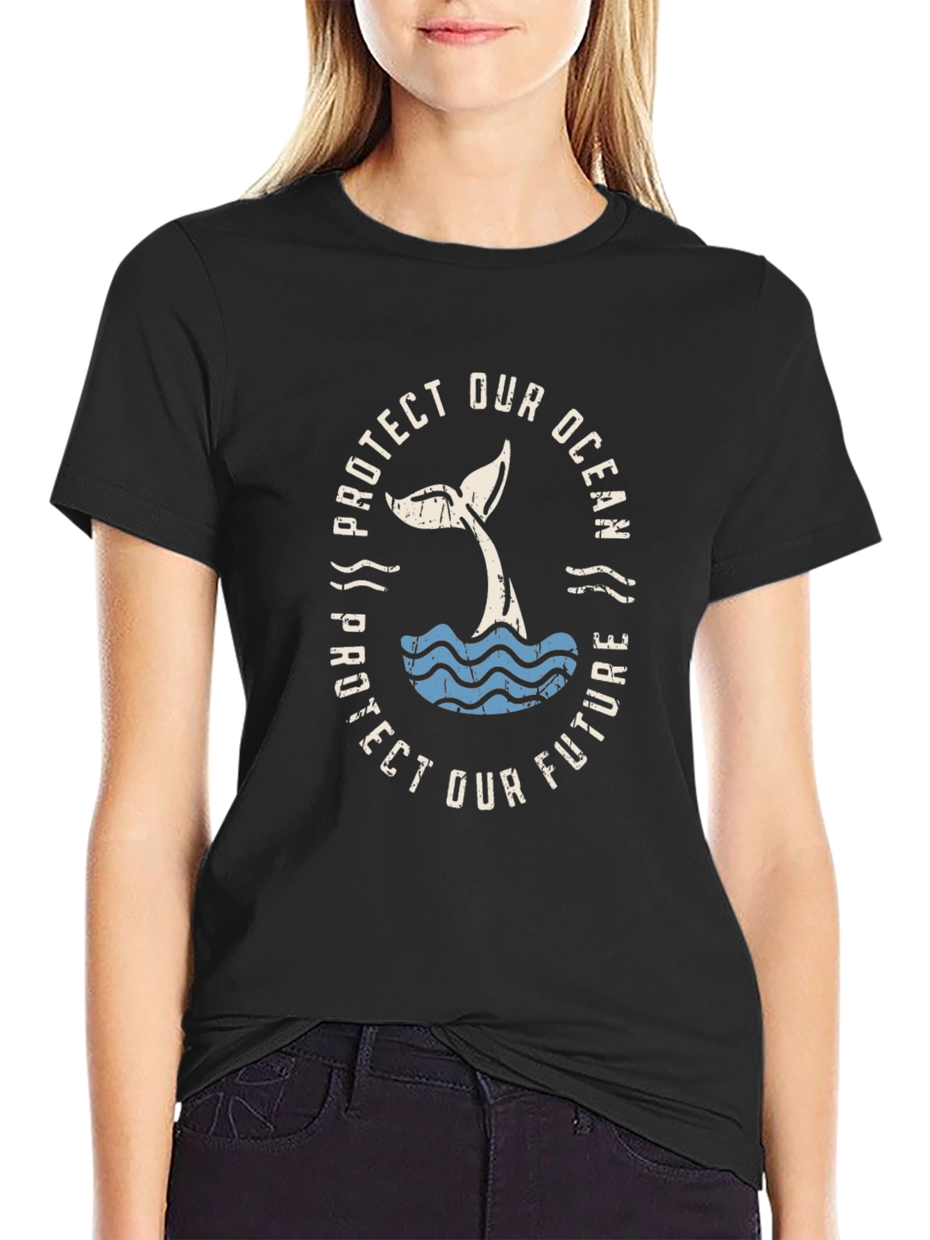 Protect Our Ocean T-Shirt - Whale Tail Design