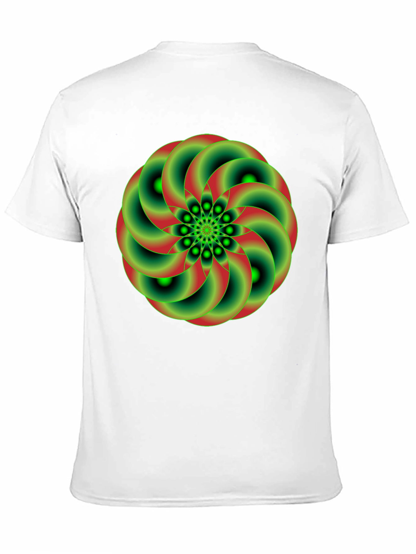 Geometric Green & Red Swirl Graphic Tee