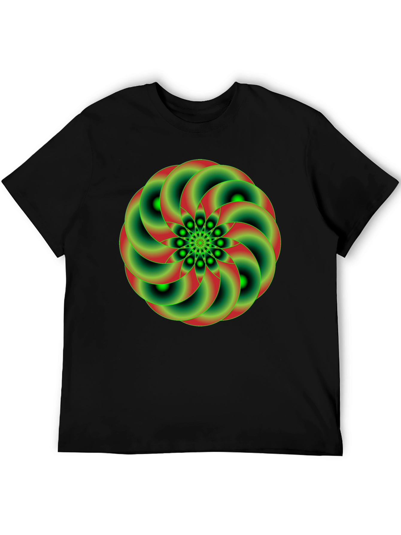 Geometric Green & Red Swirl Graphic Tee