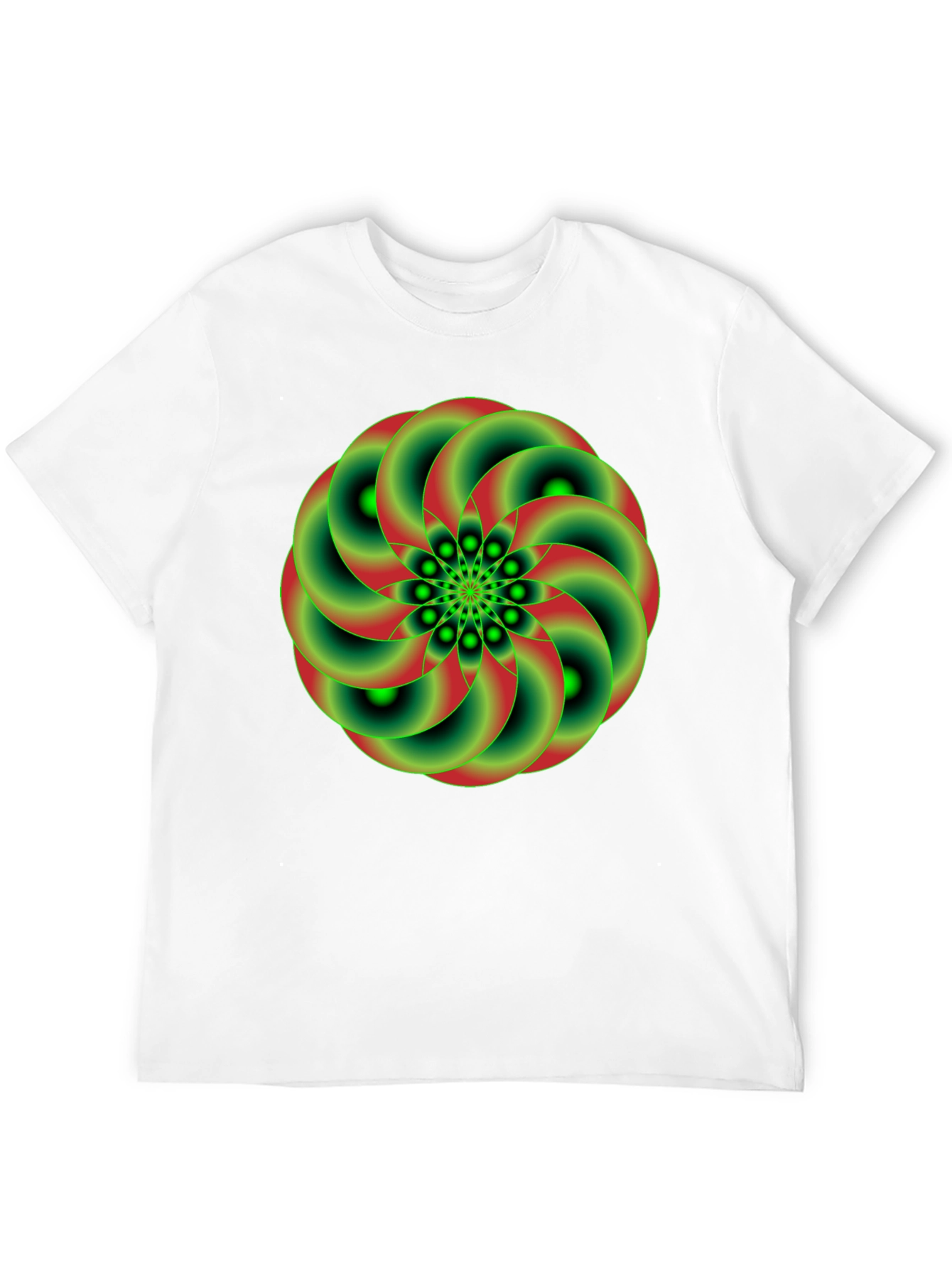 Geometric Green & Red Swirl Graphic Tee