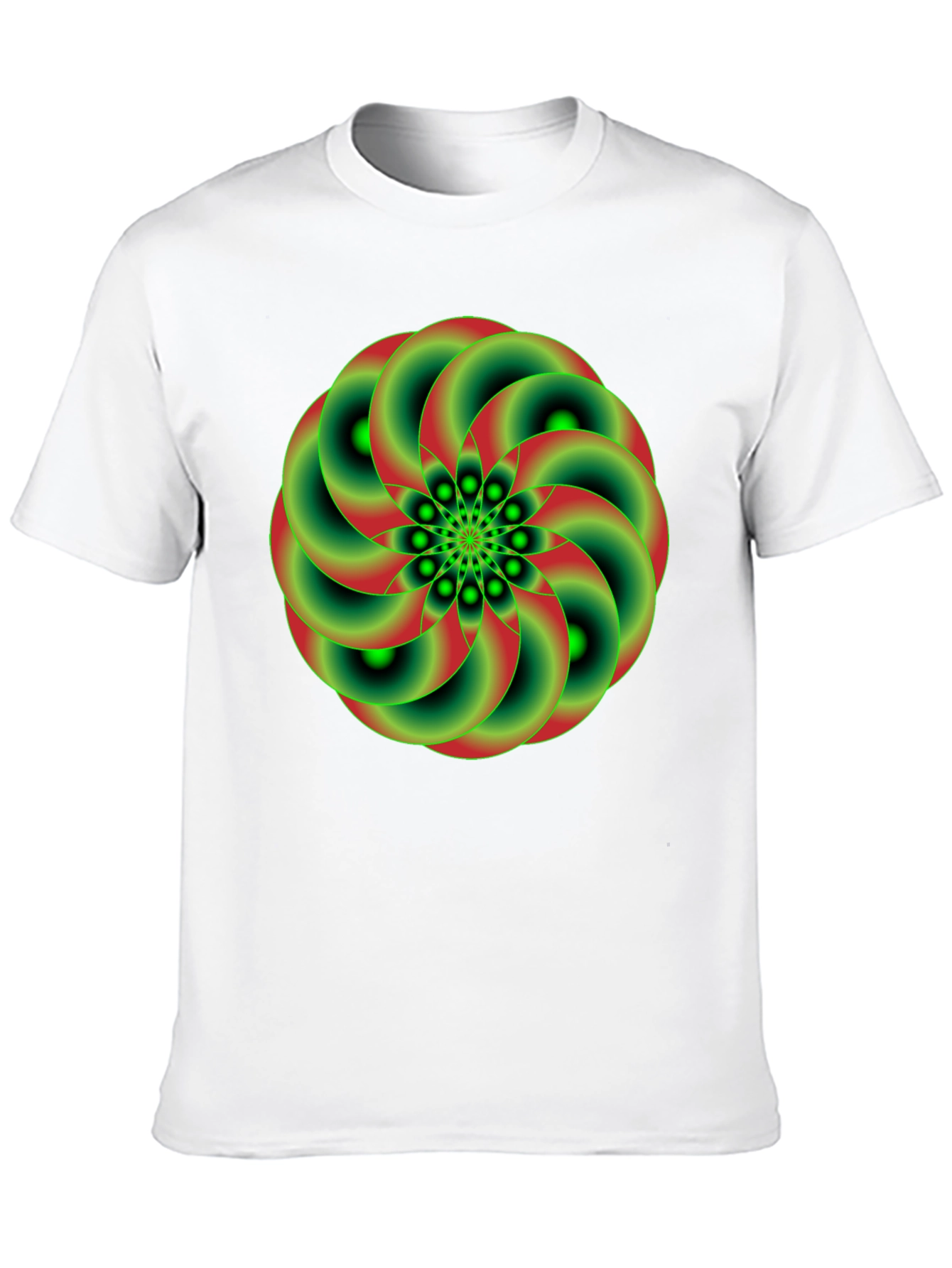 Geometric Green & Red Swirl Graphic Tee