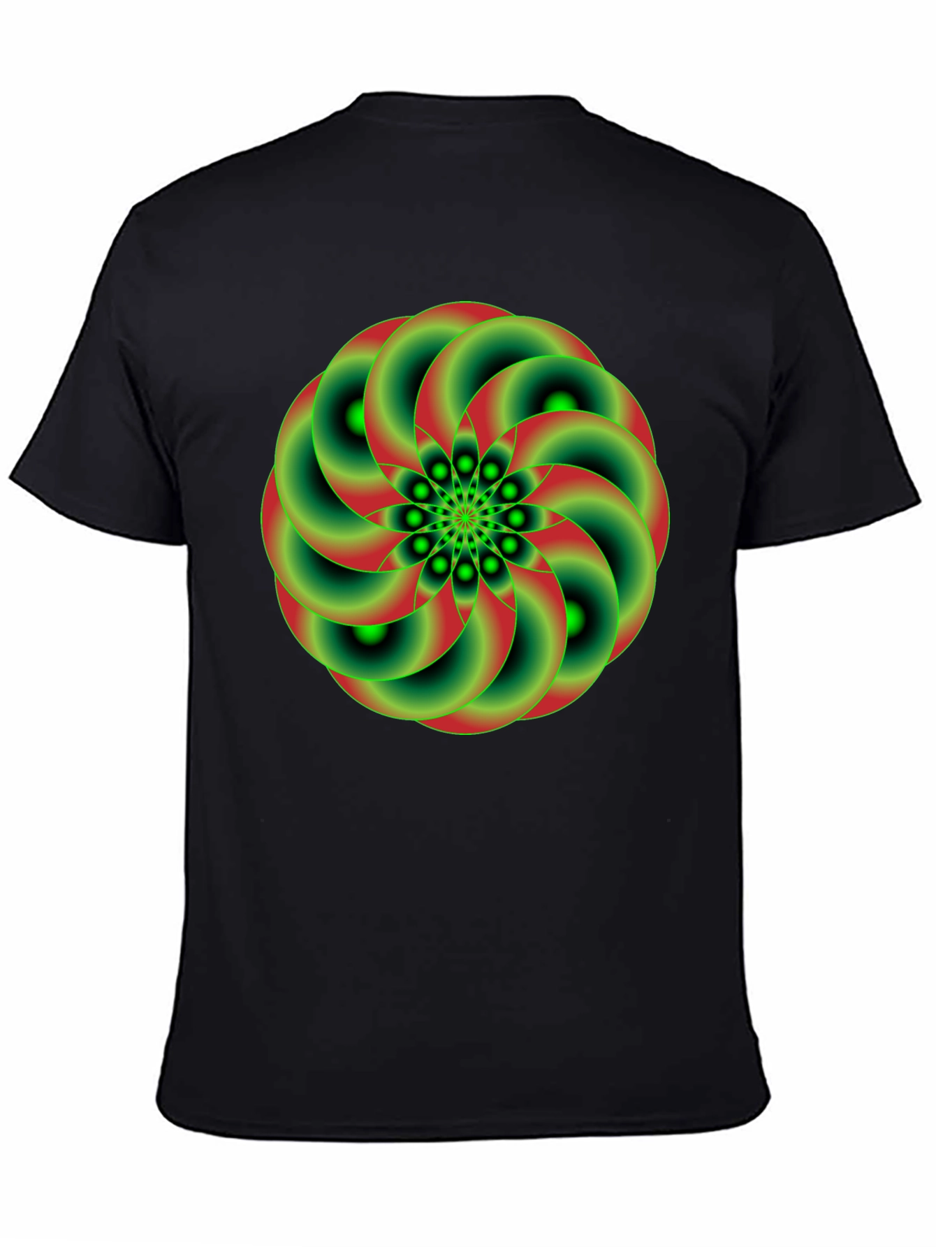 Geometric Green & Red Swirl Graphic Tee