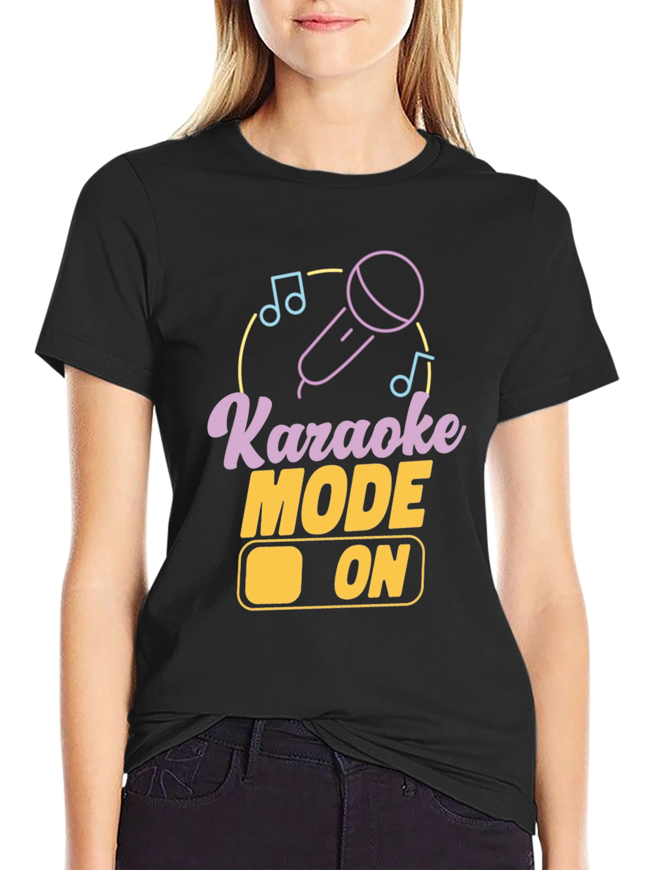 Karaoke Mode On Graphic Tee - Black