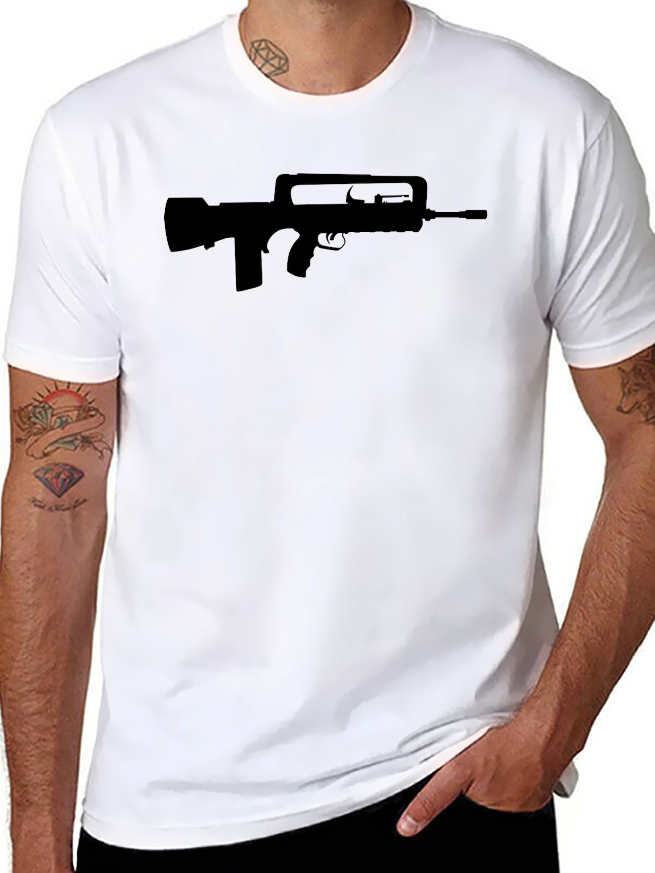FAMAS Silhouette Black T-Shirt - Military Style Tee