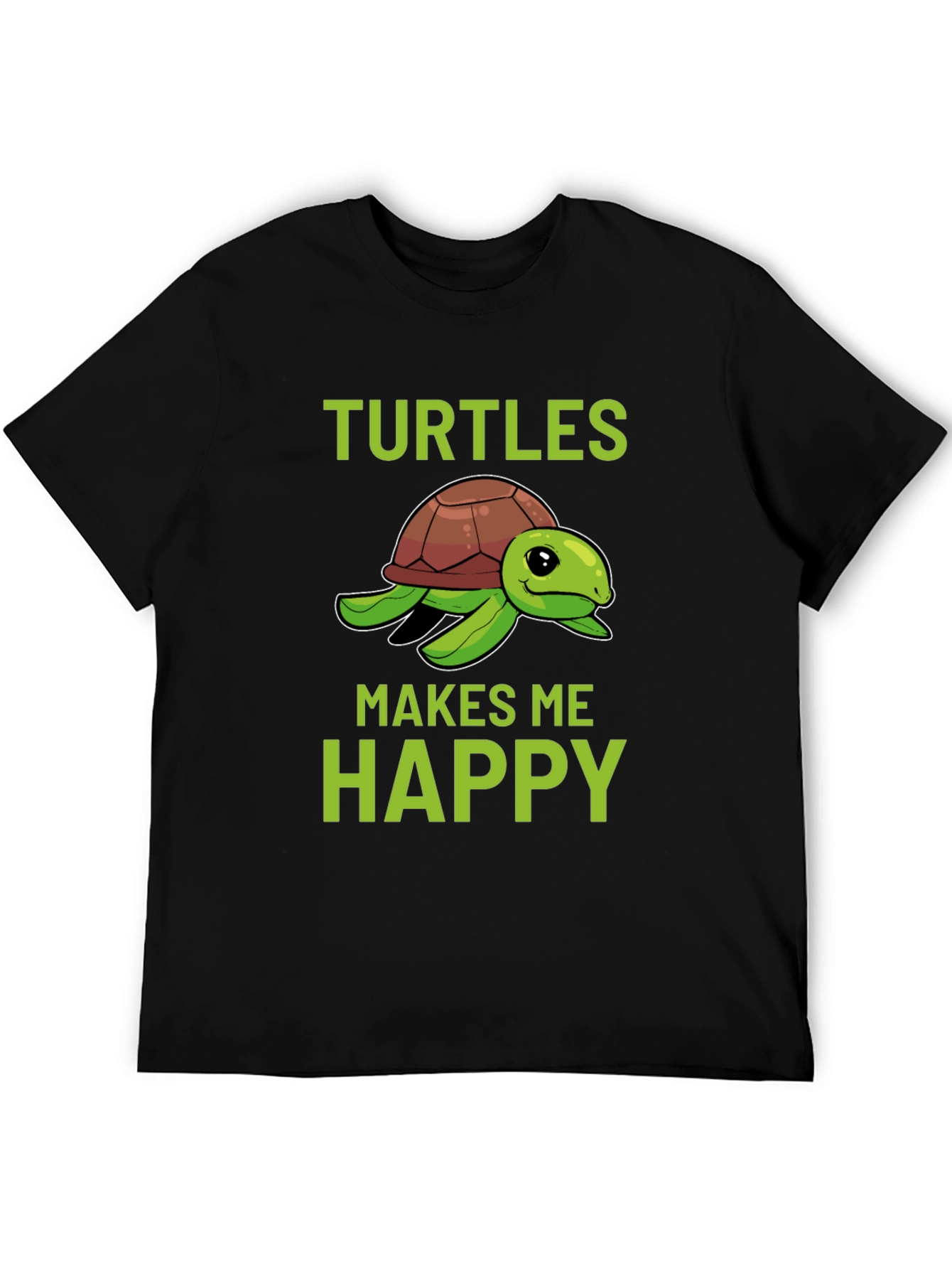 Turtles Make Me Happy Black Graphic Tee