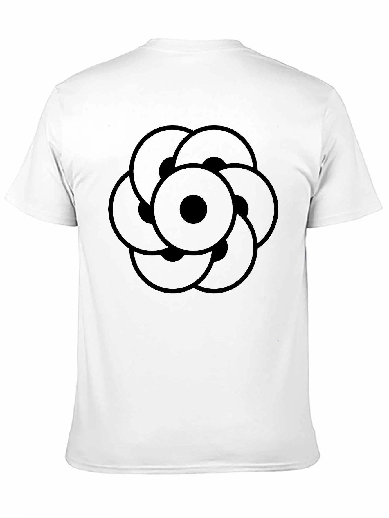 Modern Geometric Circle Pattern Black T-Shirt