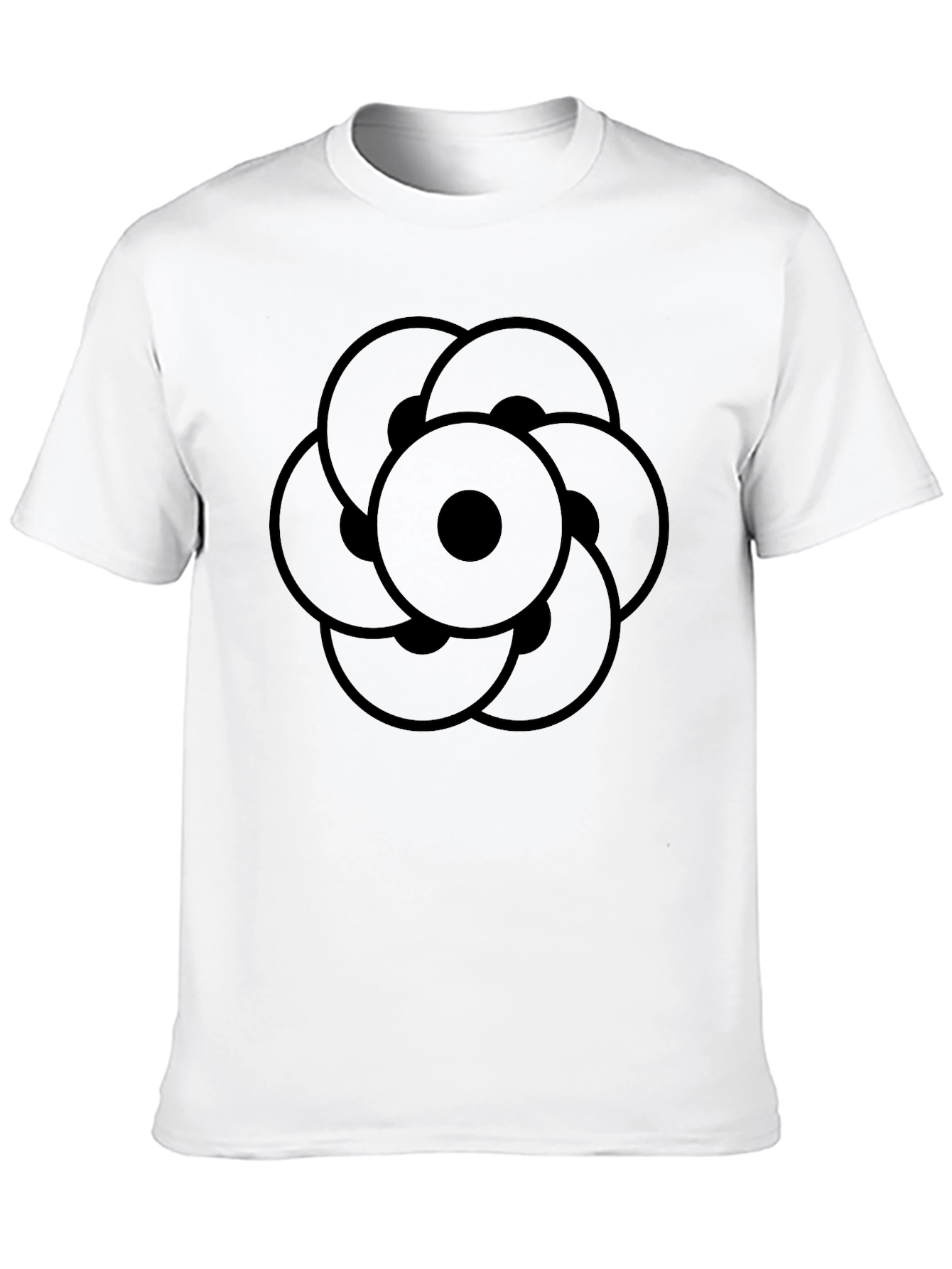 Modern Geometric Circle Pattern Black T-Shirt