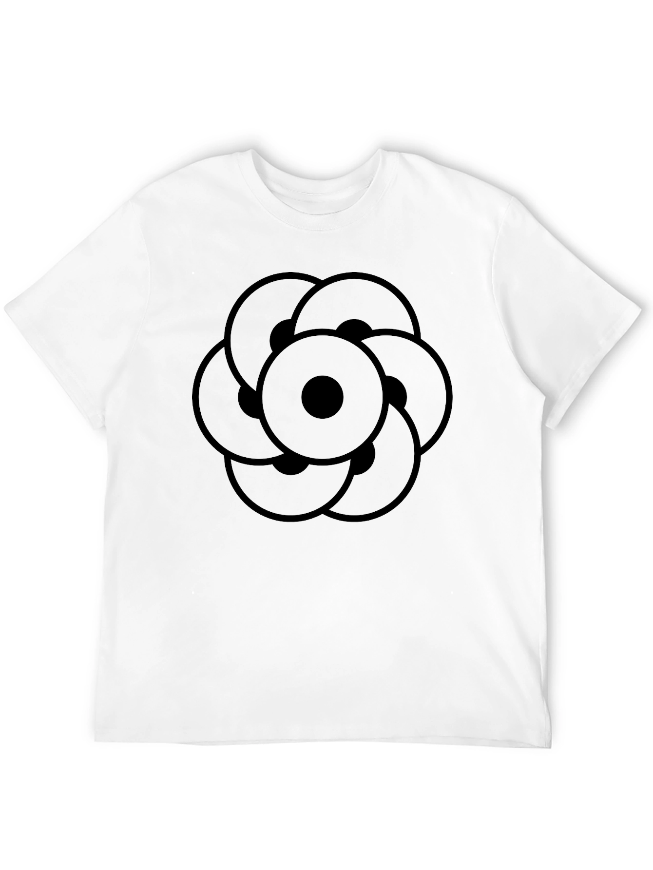 Modern Geometric Circle Pattern Black T-Shirt