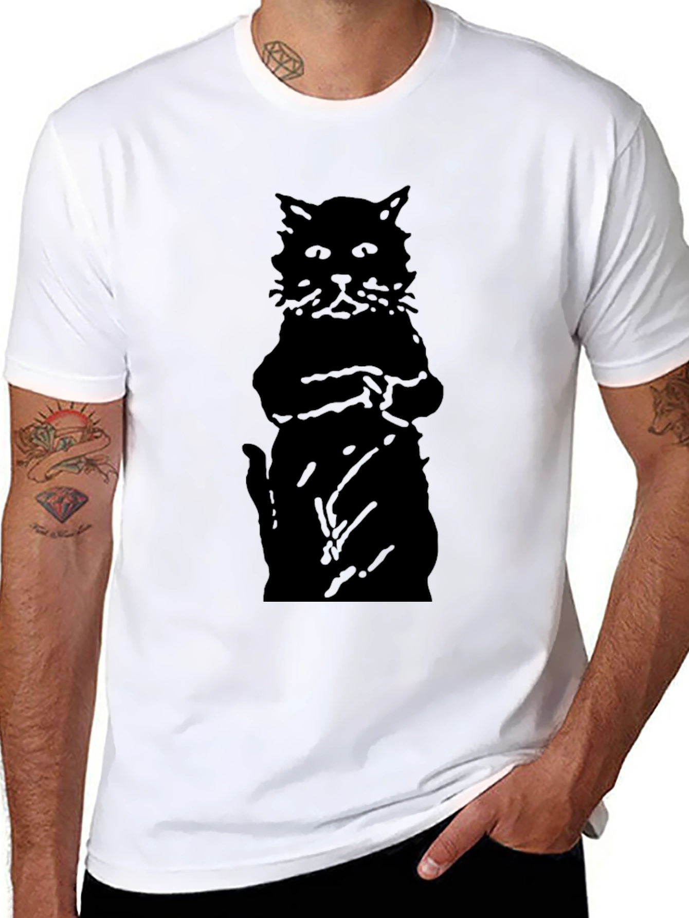 Black Cat Silhouette Mens T-Shirt