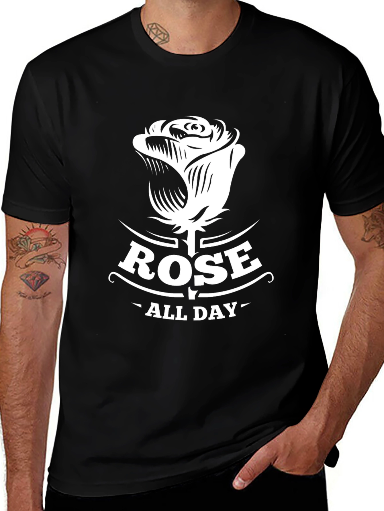 Rose All Day Graphic Tee - Mens Black T-Shirt